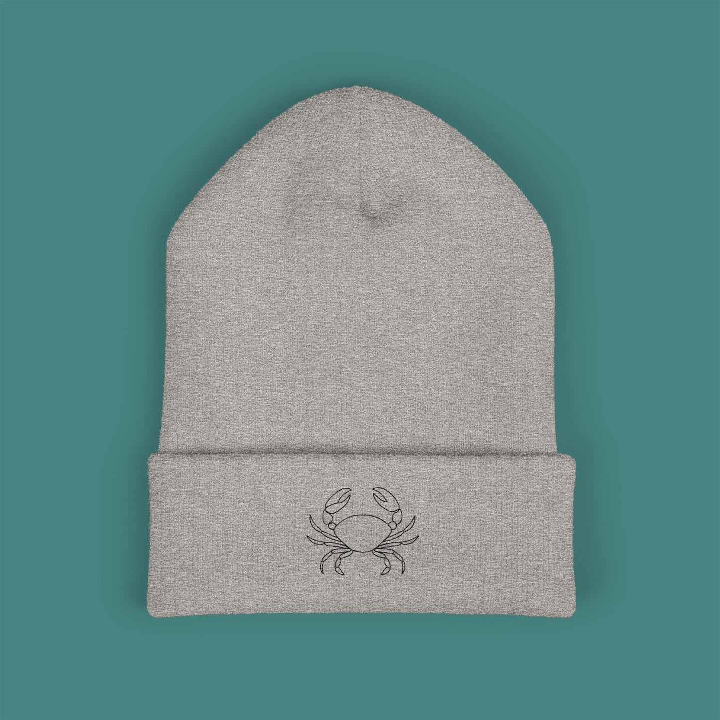 Minimalist Line Art Crab Embroidered Beanie