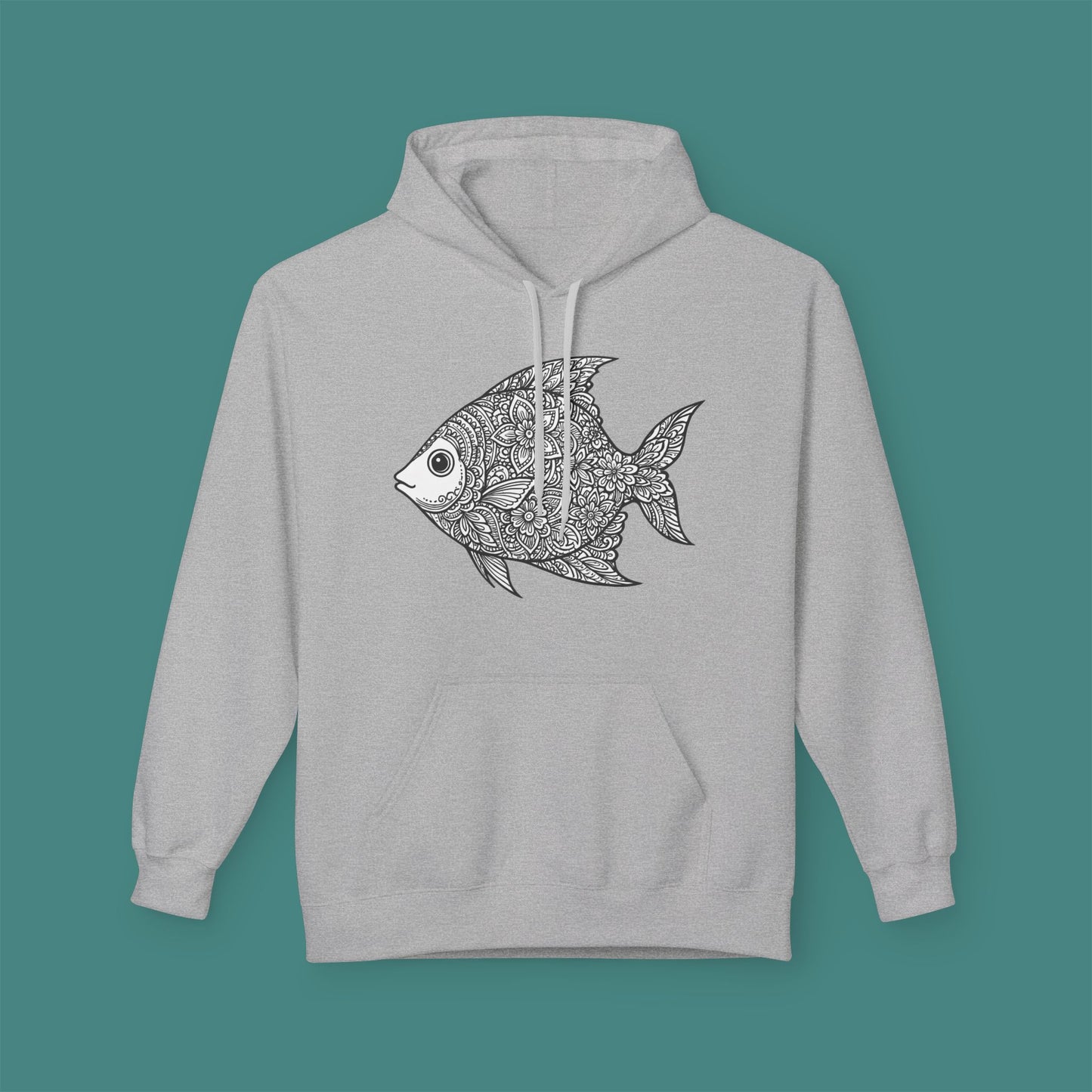 Intricate Mandala Fish Fleece Unisex Hoodie