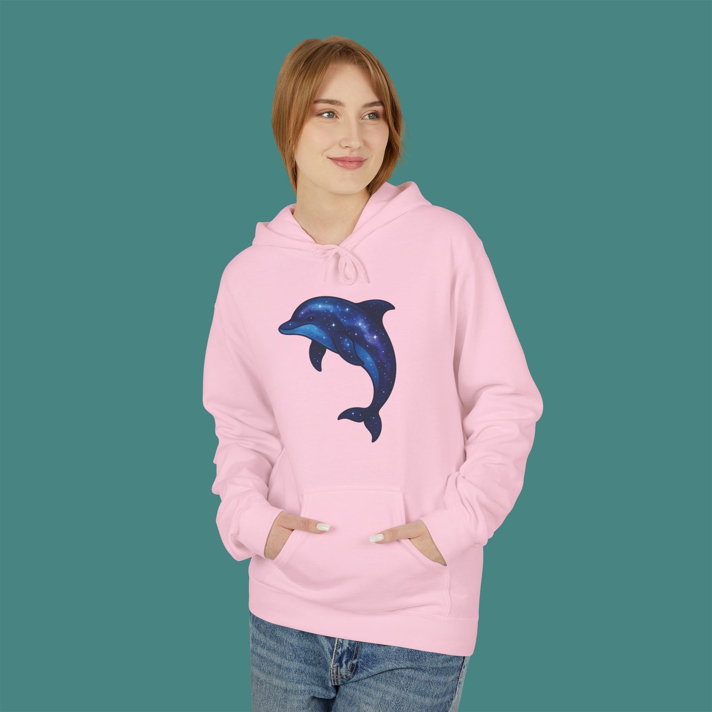 Cosmic Galaxy Dolphin Fleece Unisex Hoodie