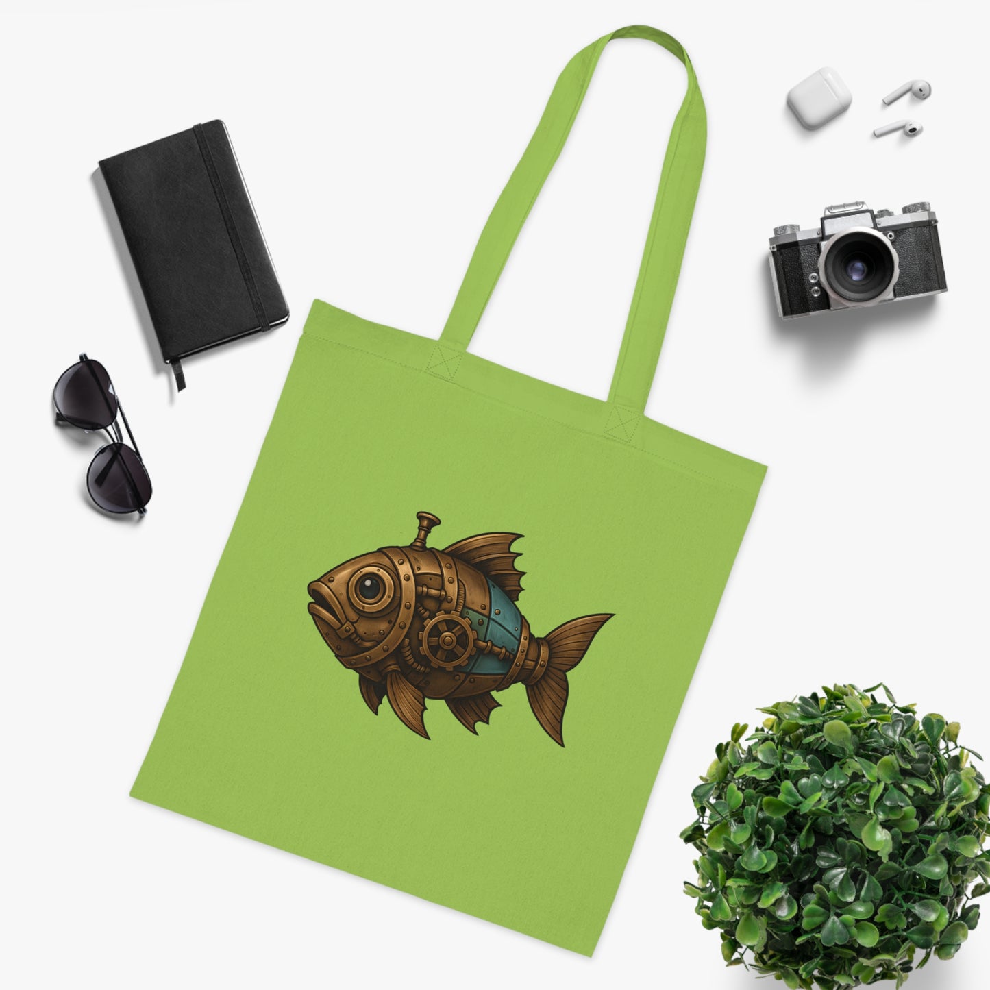 Steampunk Mechanical Fish Tote Bag