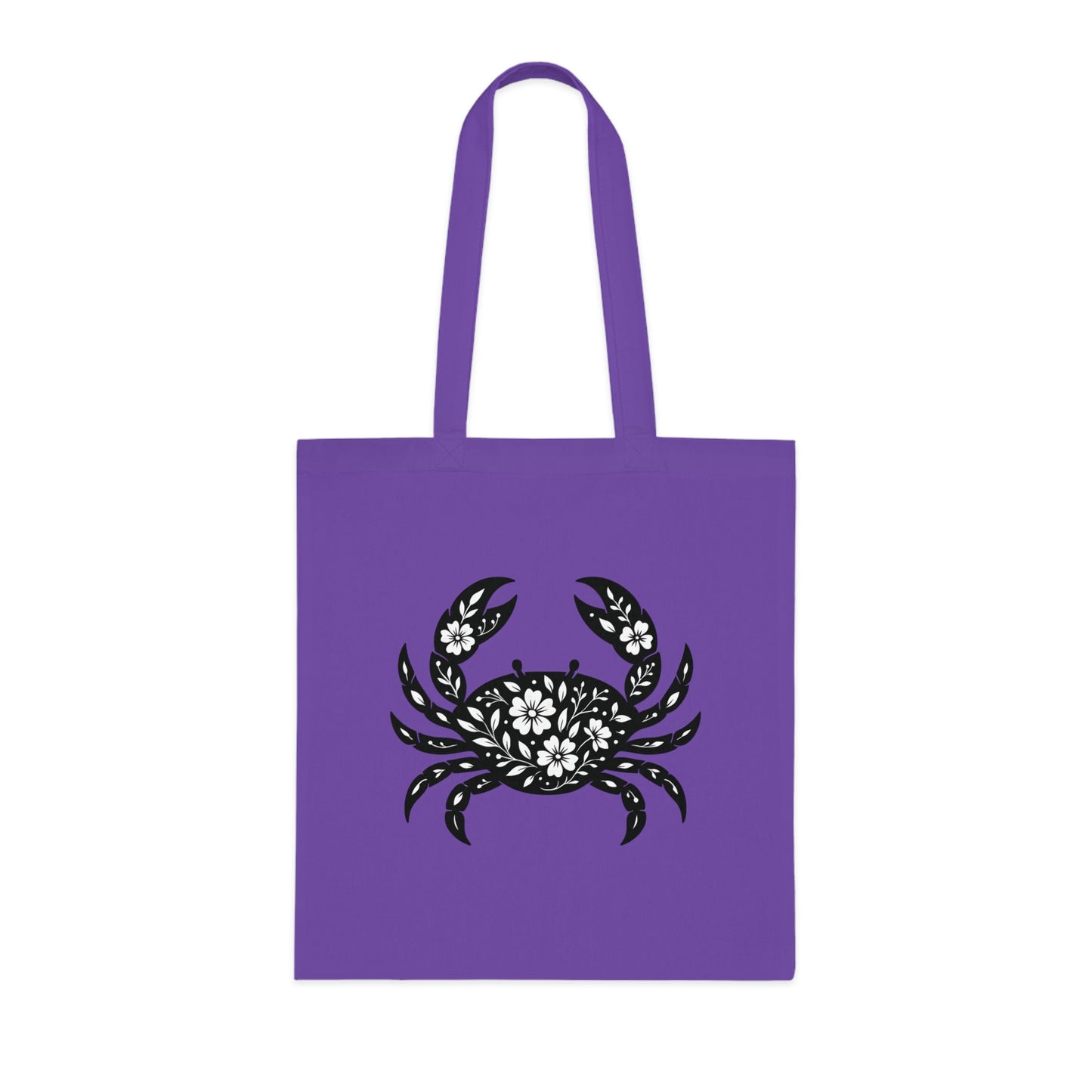 Floral Crab Silhouette Tote Bag