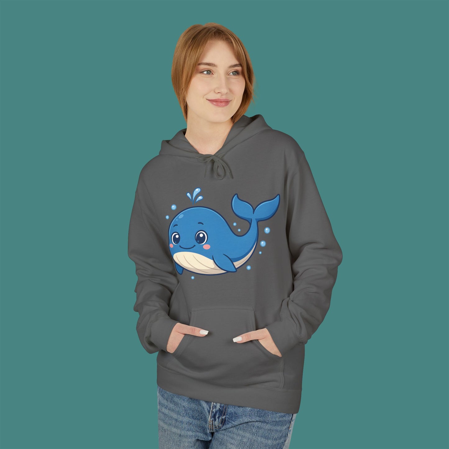 Cartoon Cute Whale Fleece Unisex Hoodie