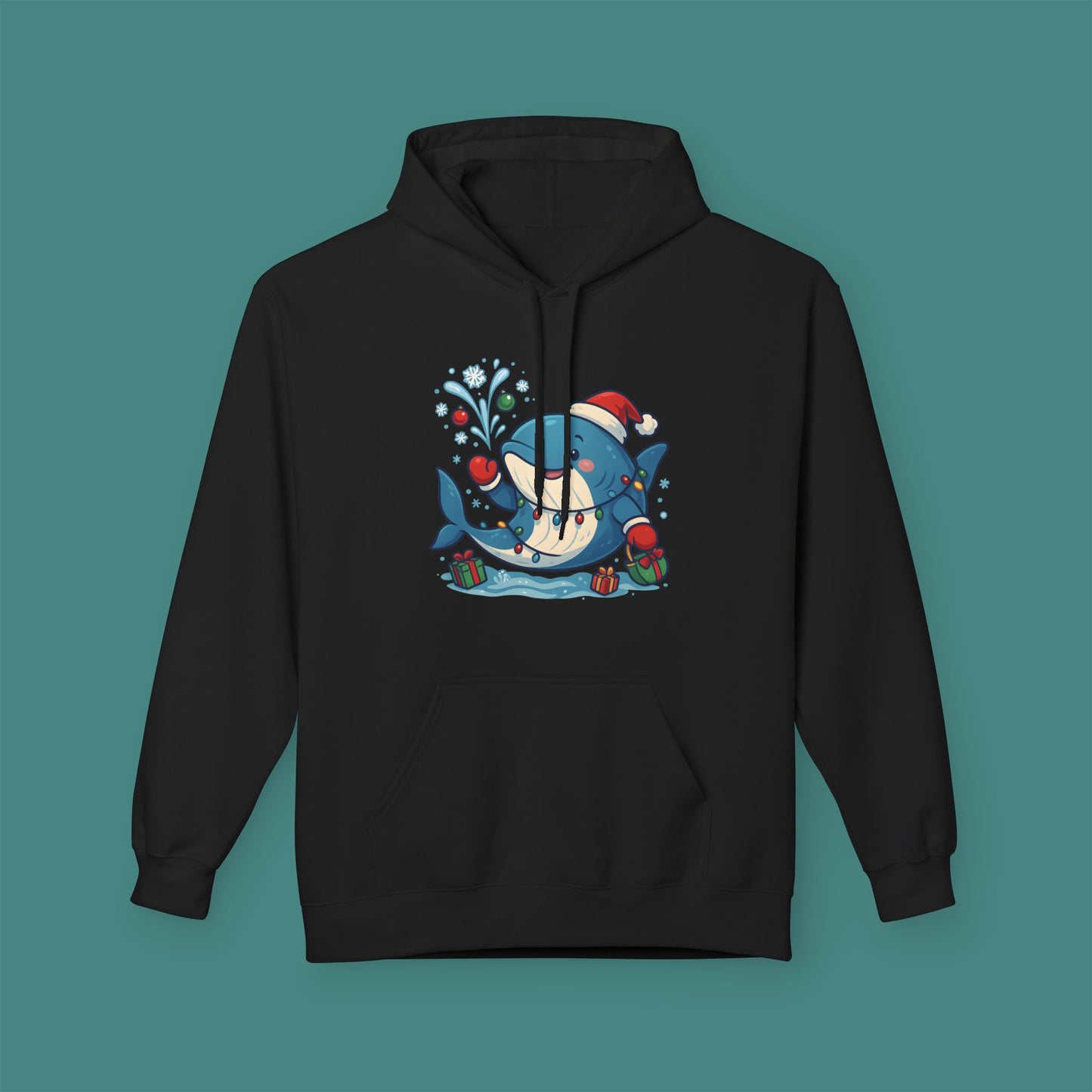Christmas Whale Fleece Unisex Hoodie