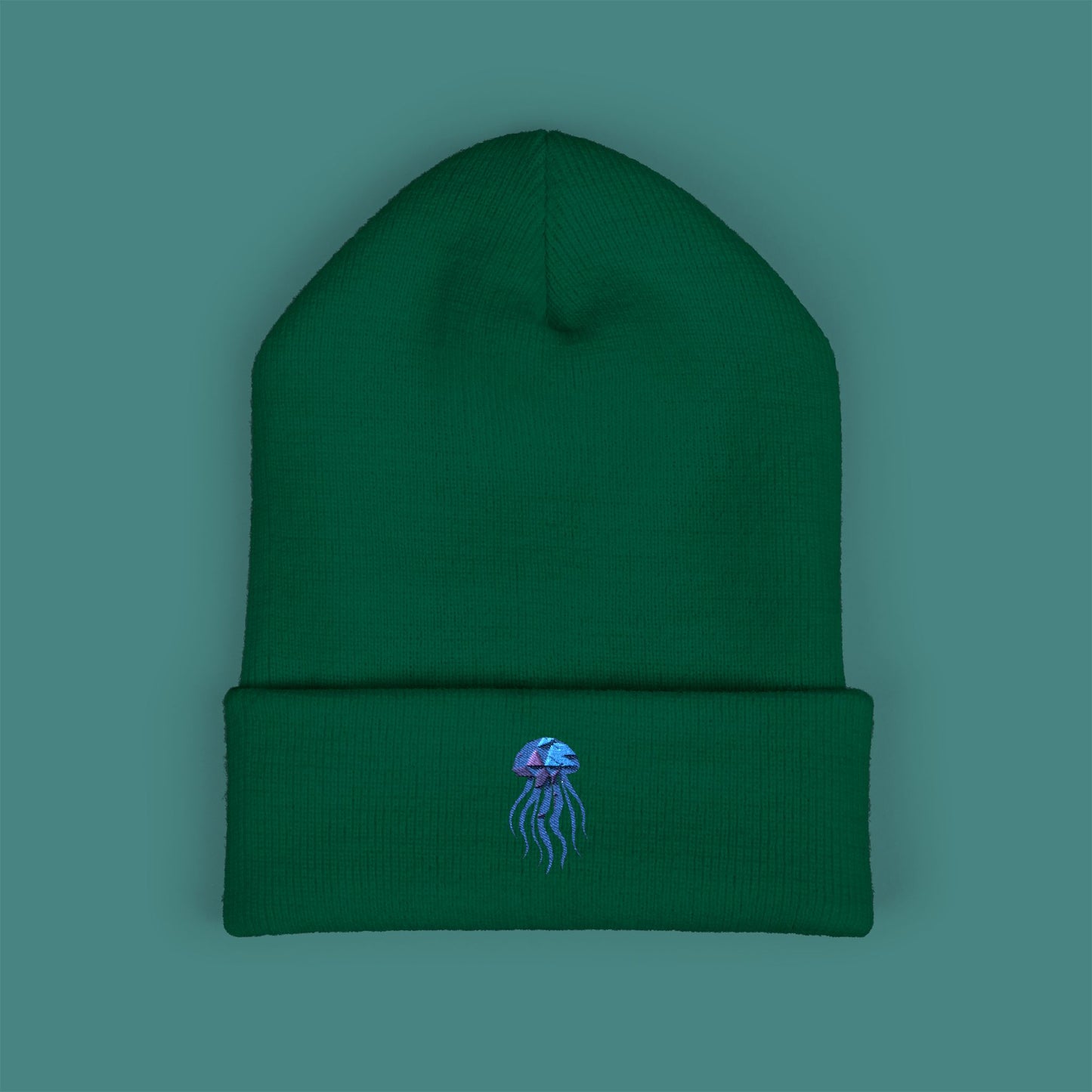 Geometric Polygon Jellyfish Embroidered Beanie