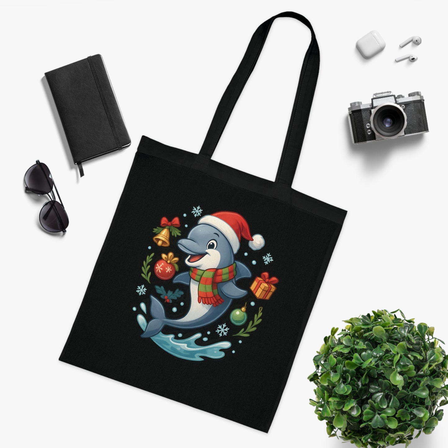 Christmas Dolphin Tote Bag