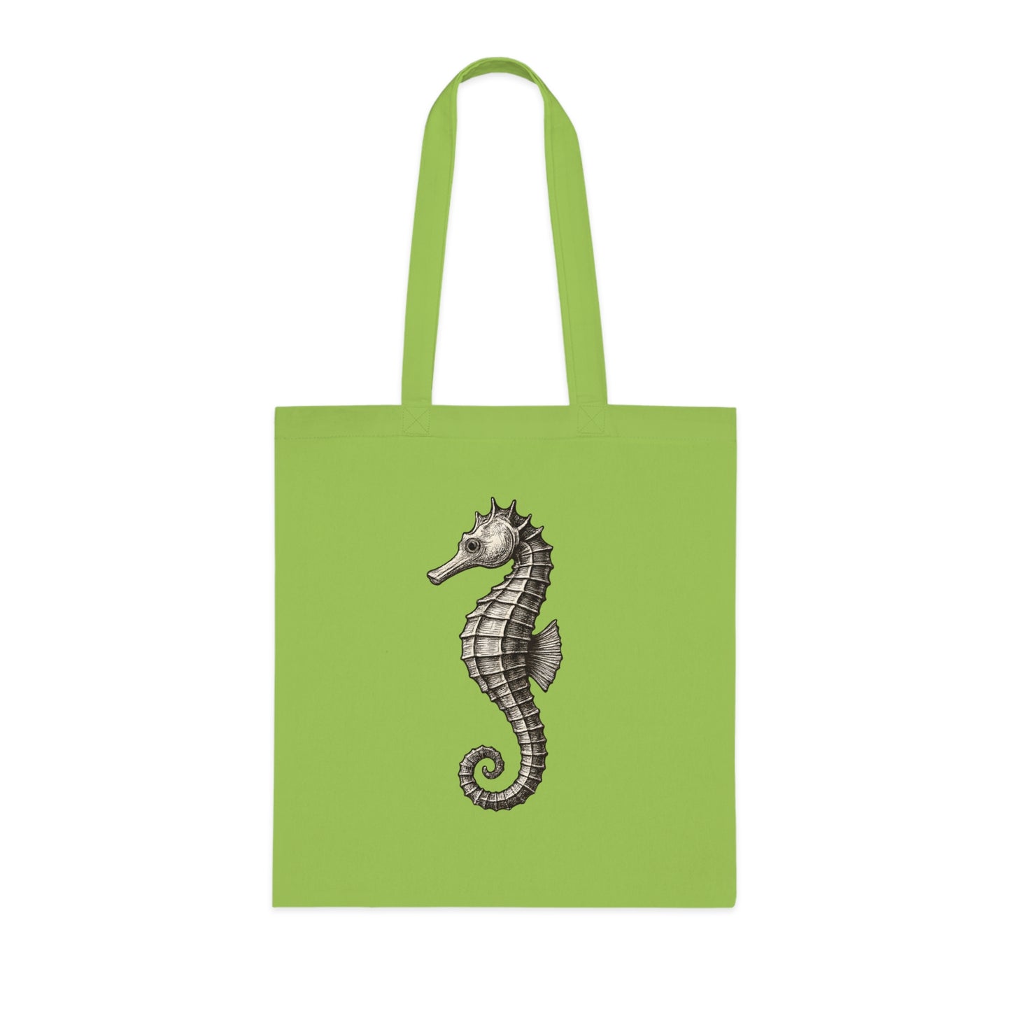 Vintage Etching Seahorse Tote Bag