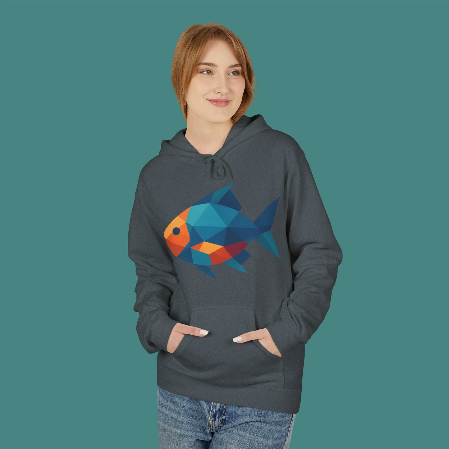 Geometric Polygon Fish Fleece Unisex Hoodie