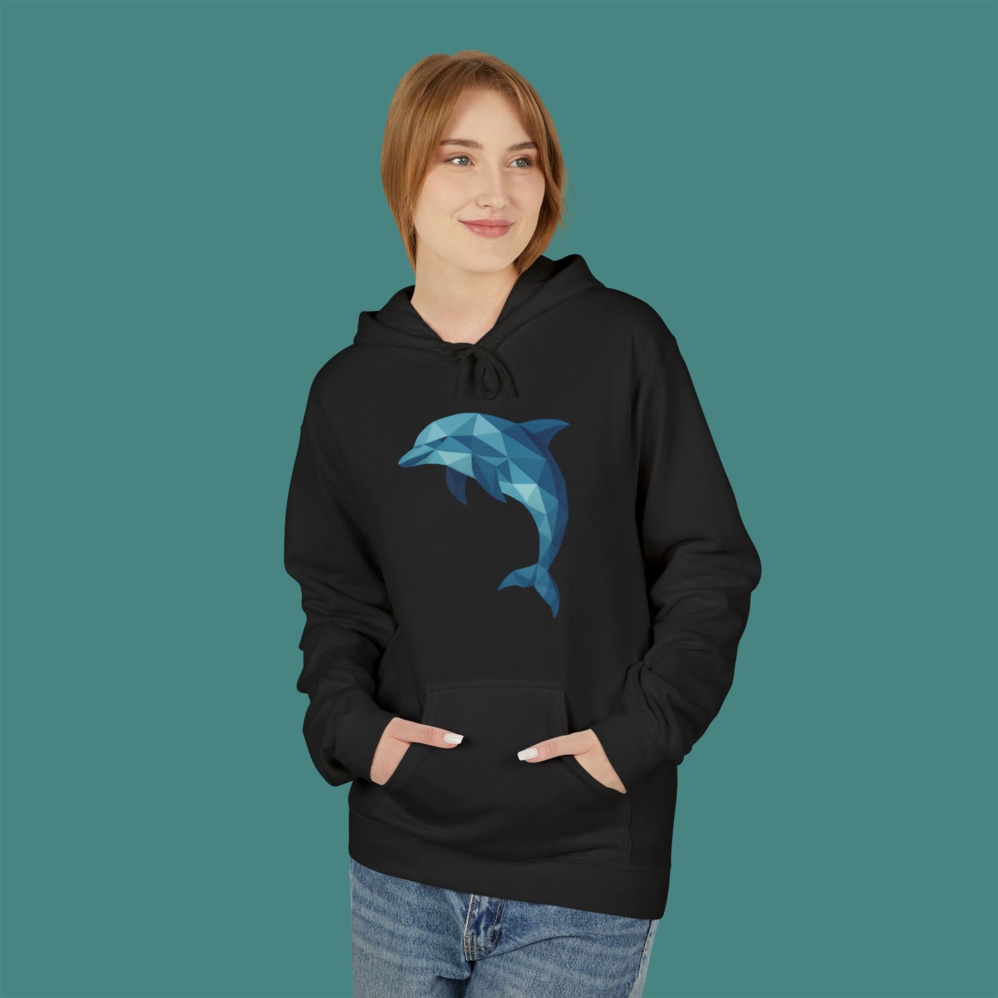 Geometric Polygon Dolphin Fleece Unisex Hoodie