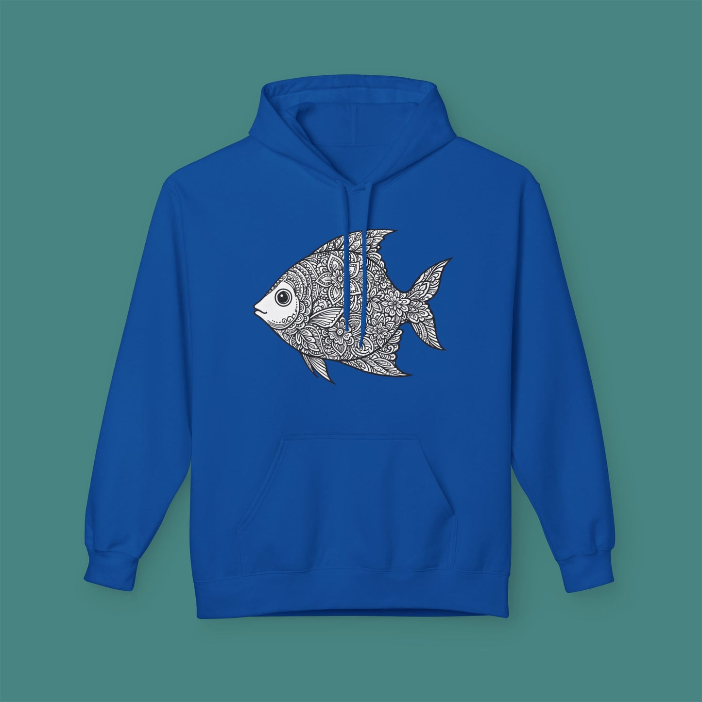 Intricate Mandala Fish Fleece Unisex Hoodie