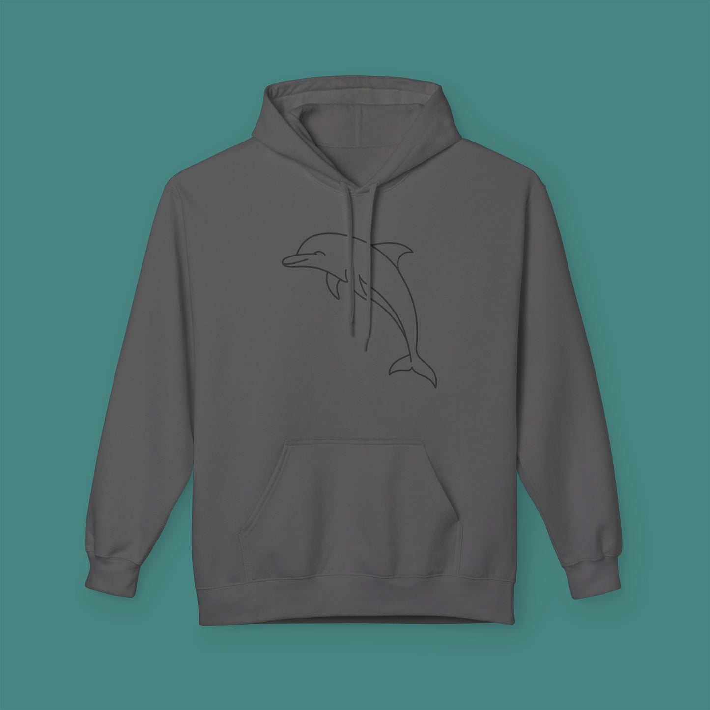 Minimalist Line Art Dolphin Fleece Unisex Hoodie