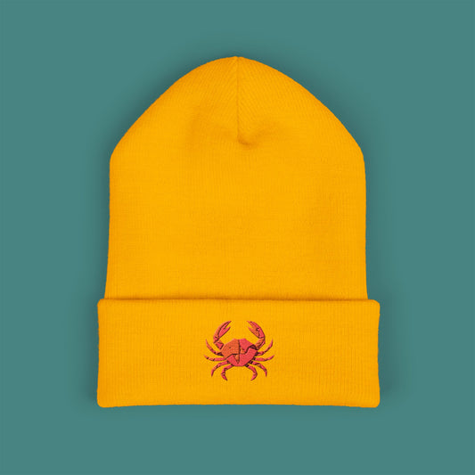 Geometric Polygon Crab Embroidered Beanie