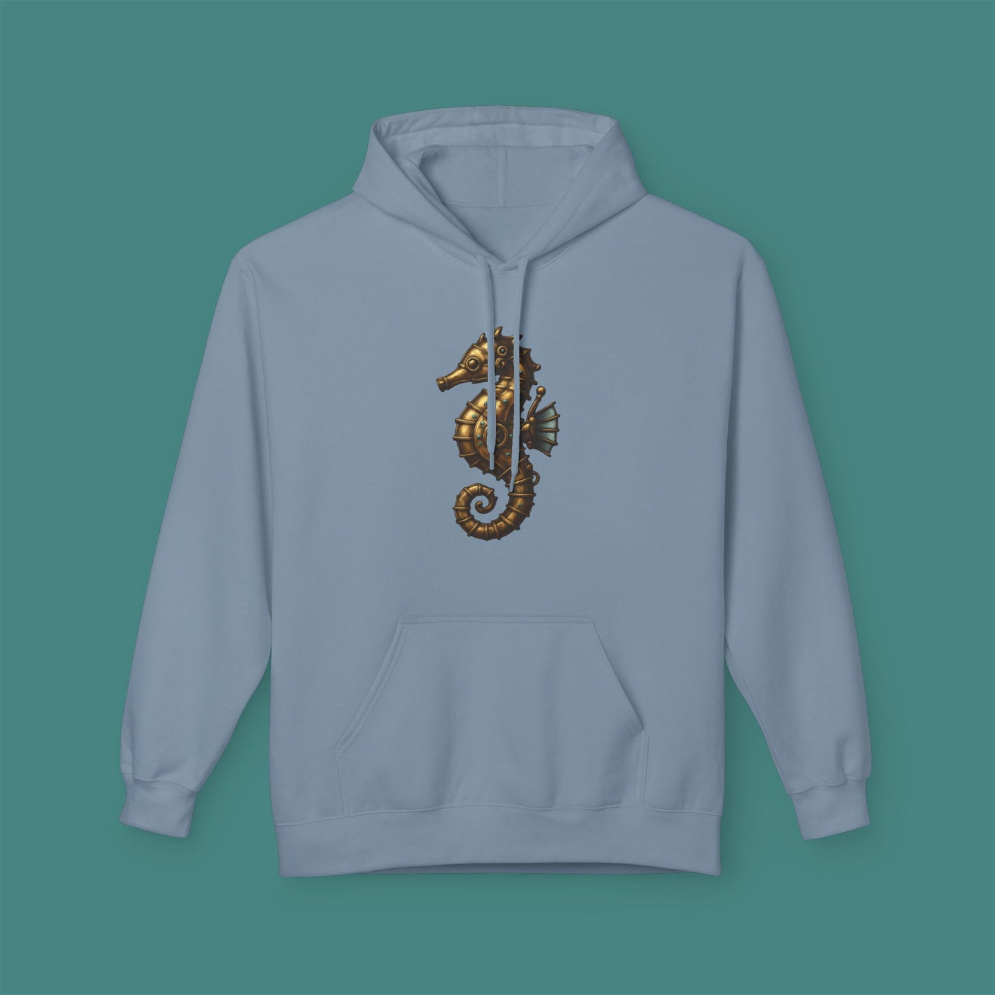 Steampunk Mechanical Seahorse Fleece Unisex Hoodie