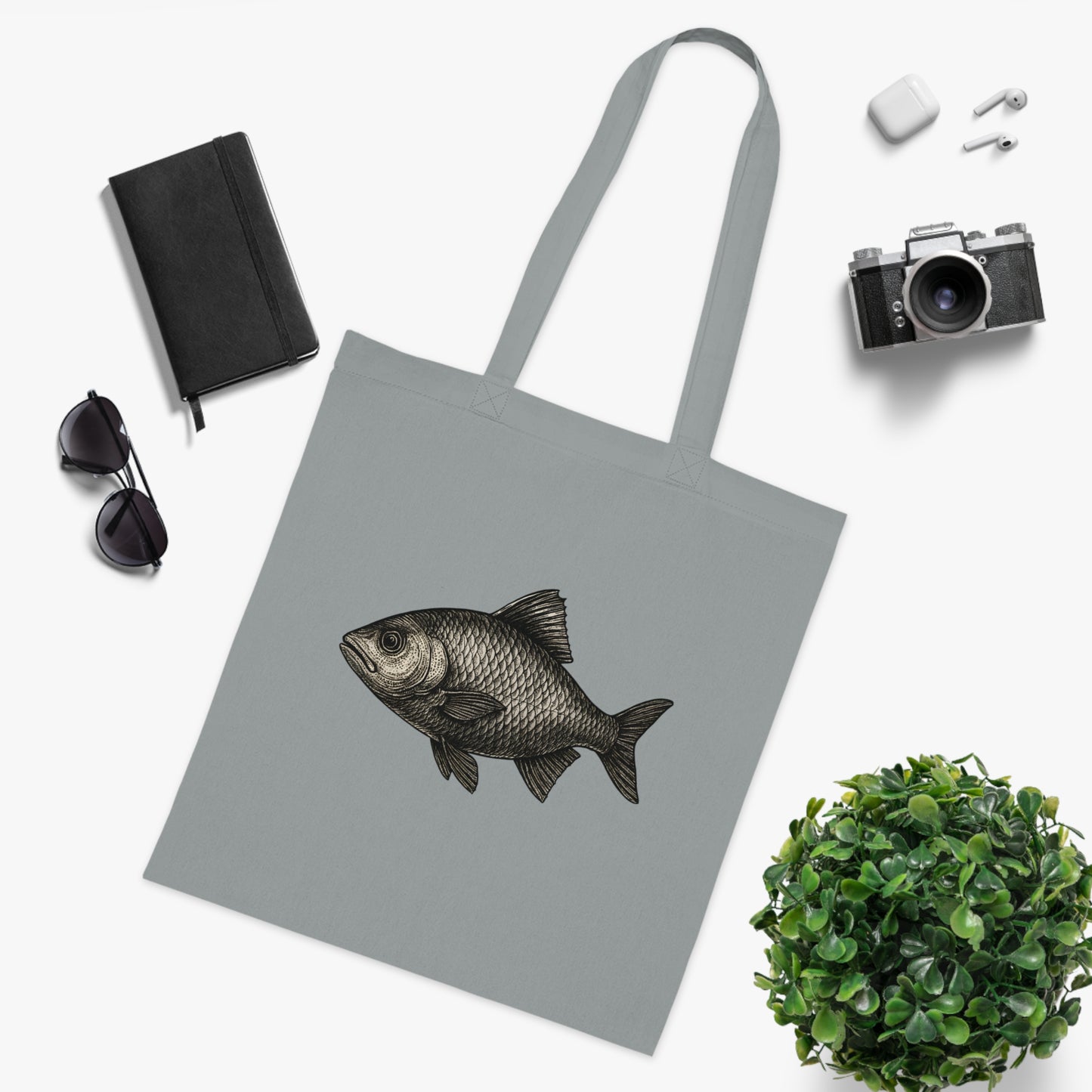Vintage Etching Fish Tote Bag