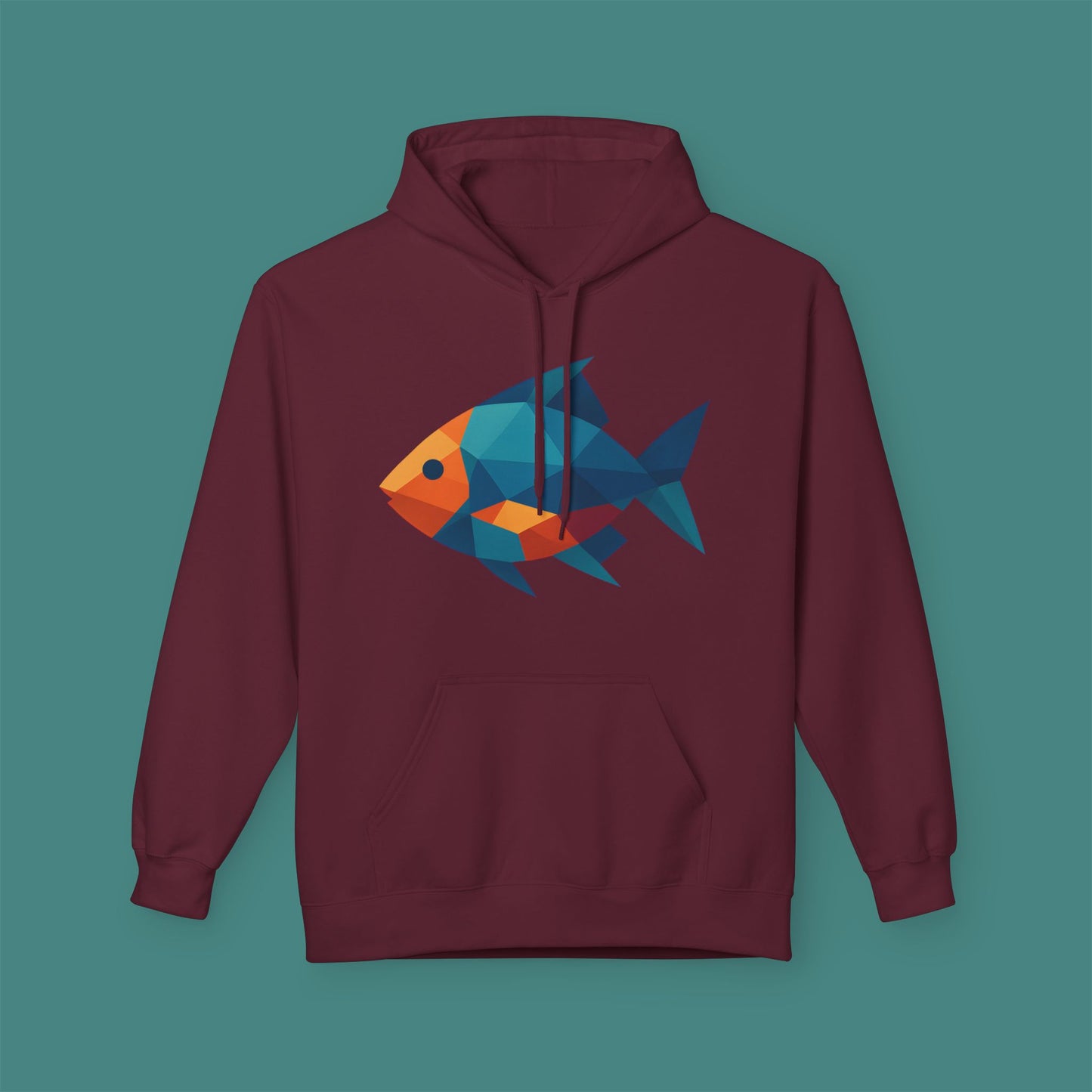 Geometric Polygon Fish Fleece Unisex Hoodie