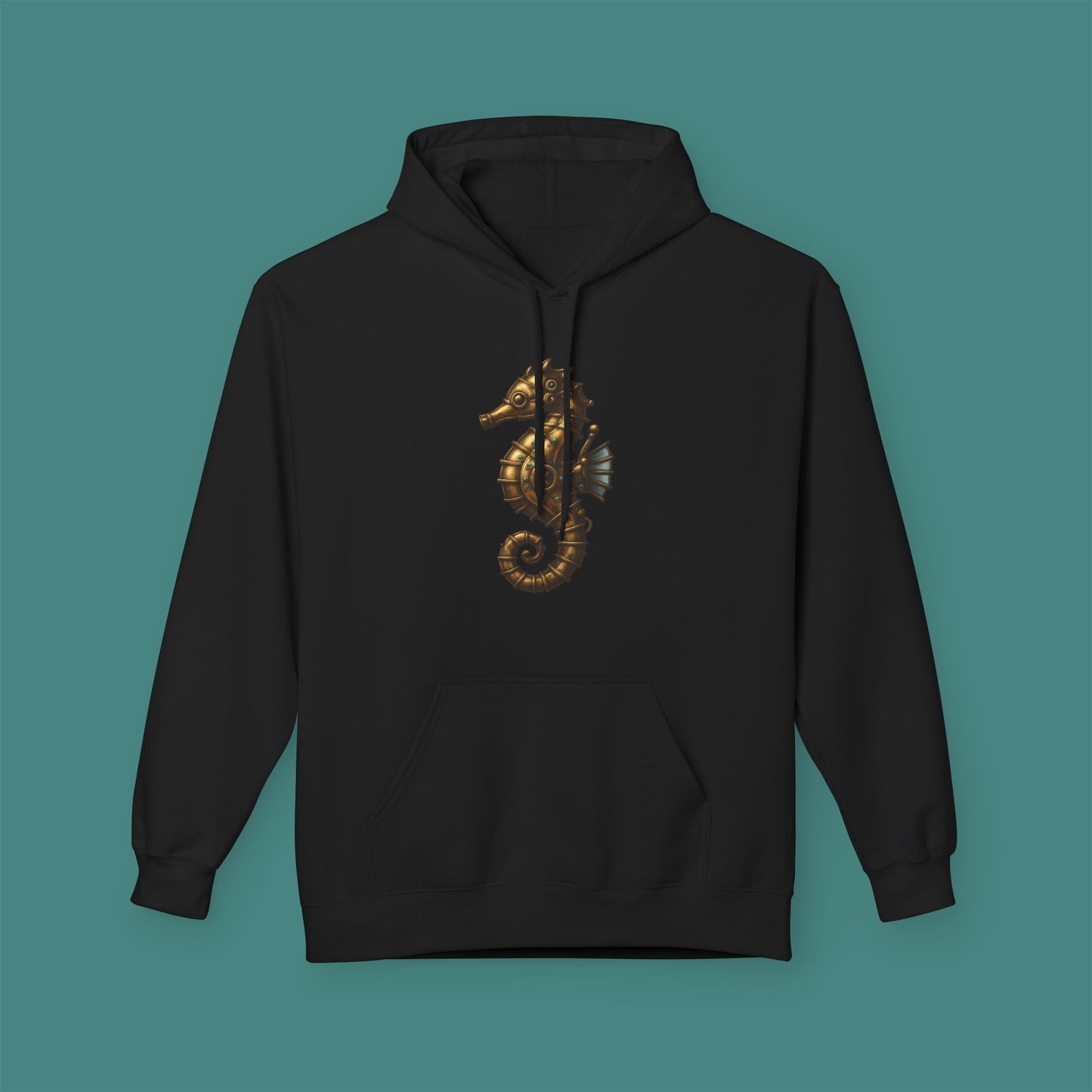 Steampunk Mechanical Seahorse Fleece Unisex Hoodie