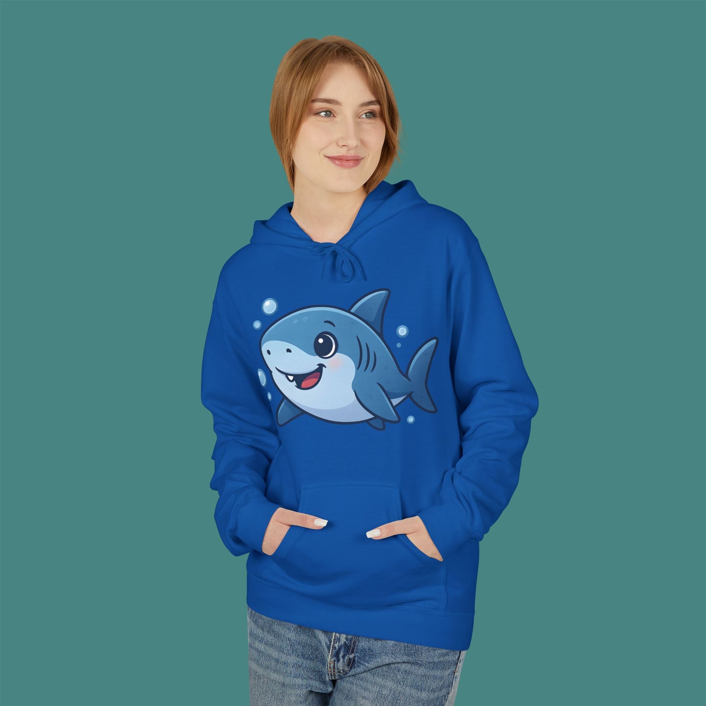 Cartoon Cute Shark Fleece Unisex Hoodie