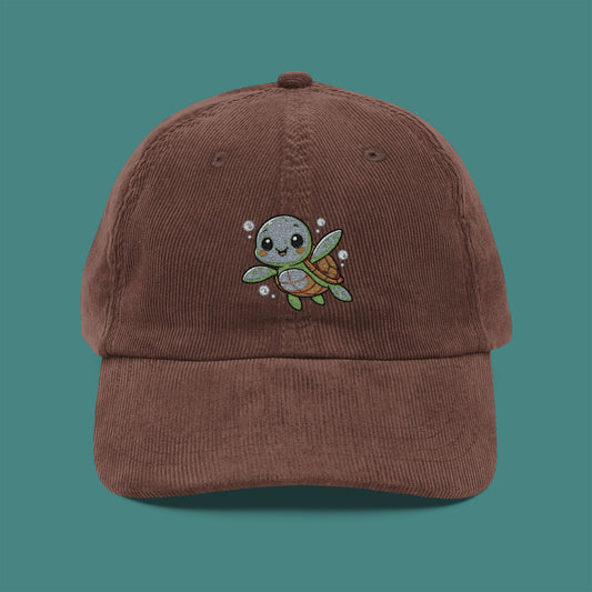 Cartoon Cute Turtle Corduroy Embroidered Cap