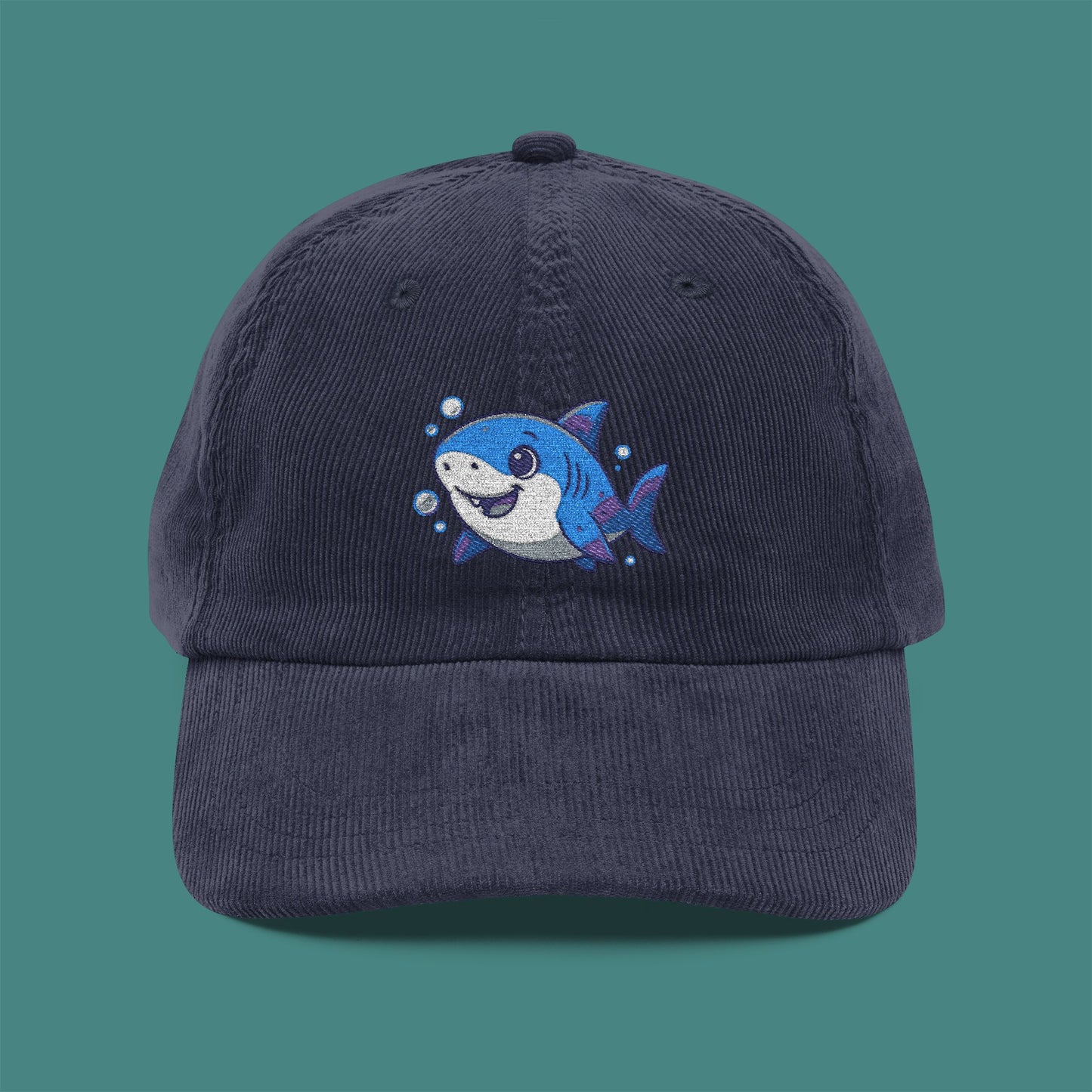 Cartoon Cute Shark Corduroy Embroidered Cap