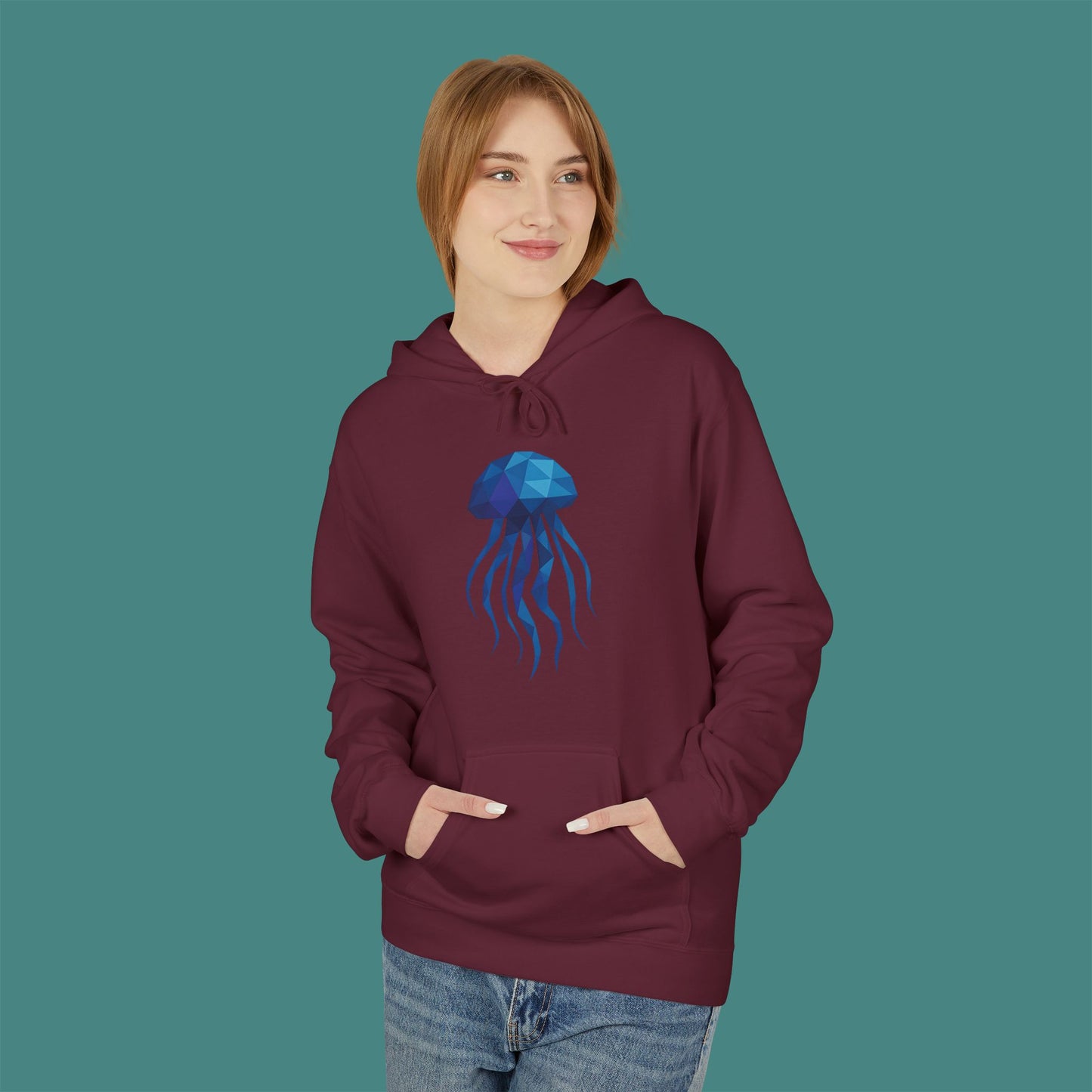 Geometric Polygon Jellyfish Fleece Unisex Hoodie