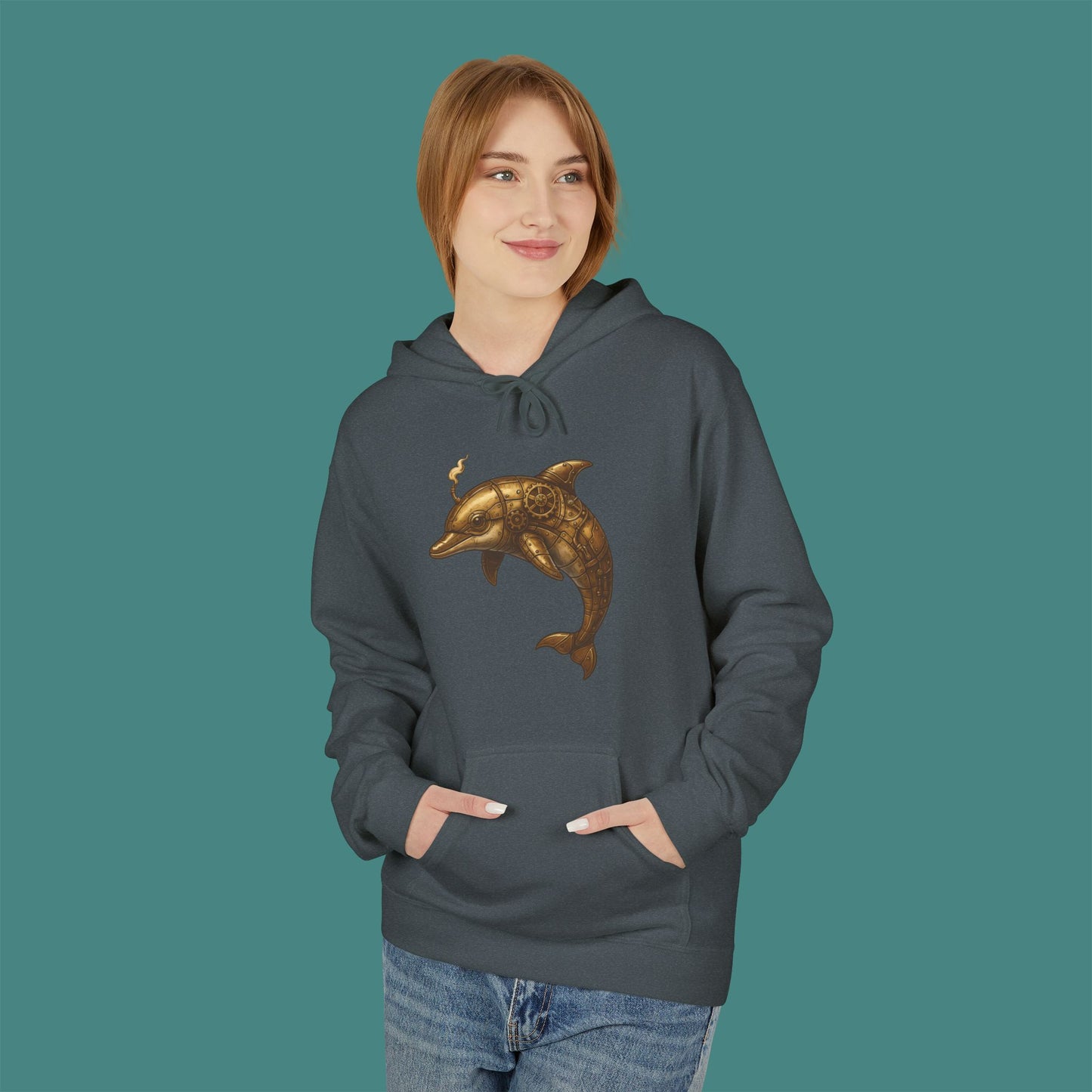 Steampunk Mechanical Dolphin Fleece Unisex Hoodie