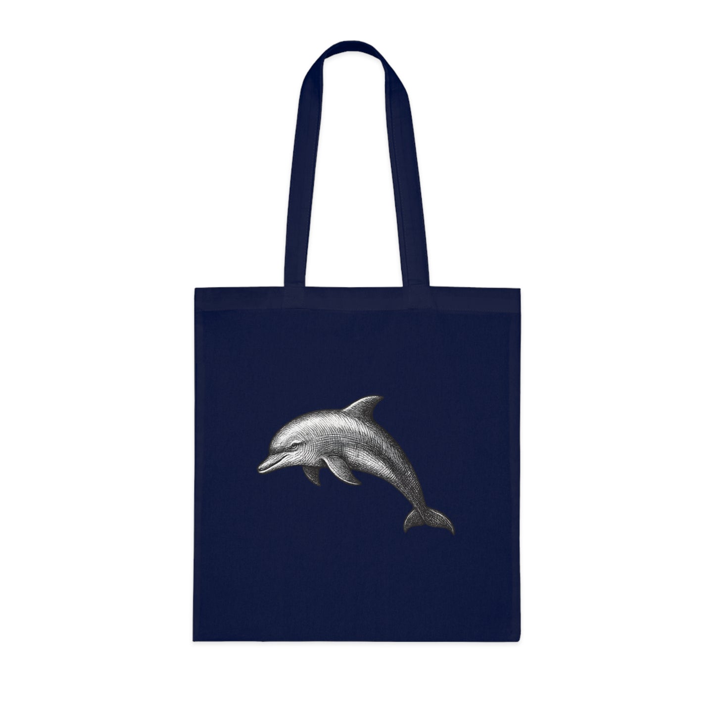Vintage Etching Dolphin Tote Bag