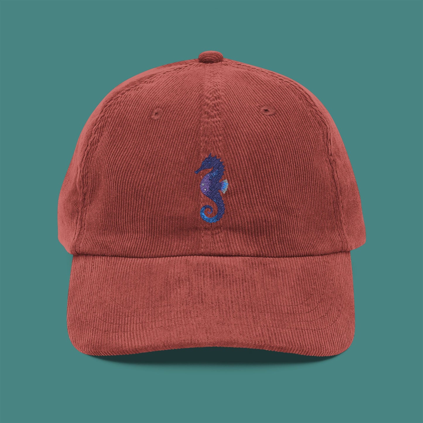 Cosmic Galaxy Seahorse Corduroy Embroidered Cap