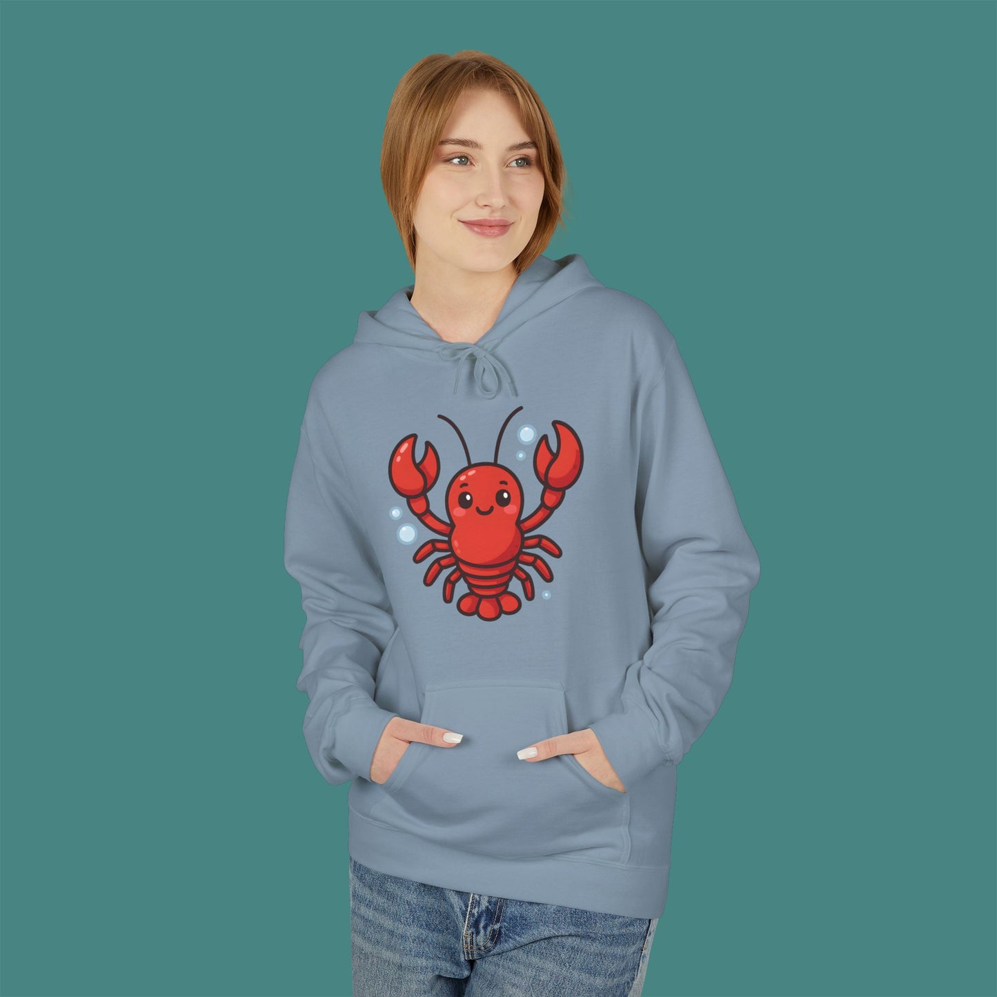 Cartoon Cute Lobster Fleece Unisex Hoodie