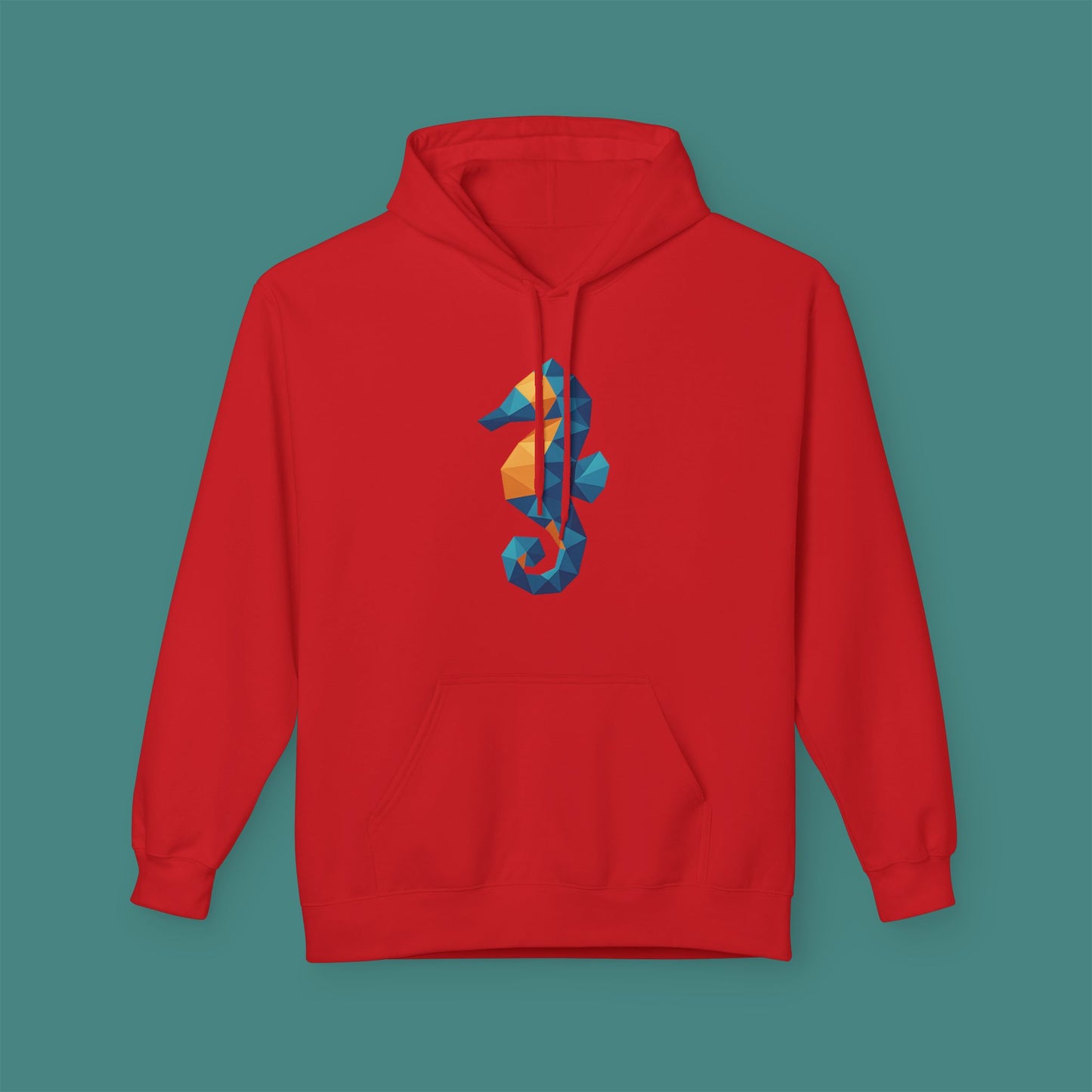 Geometric Polygon Seahorse Fleece Unisex Hoodie