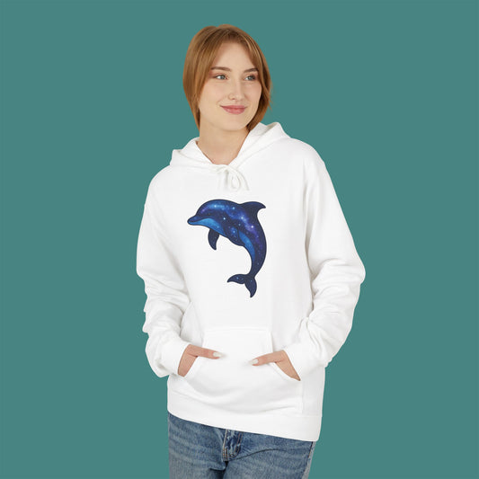 Cosmic Galaxy Dolphin Fleece Unisex Hoodie