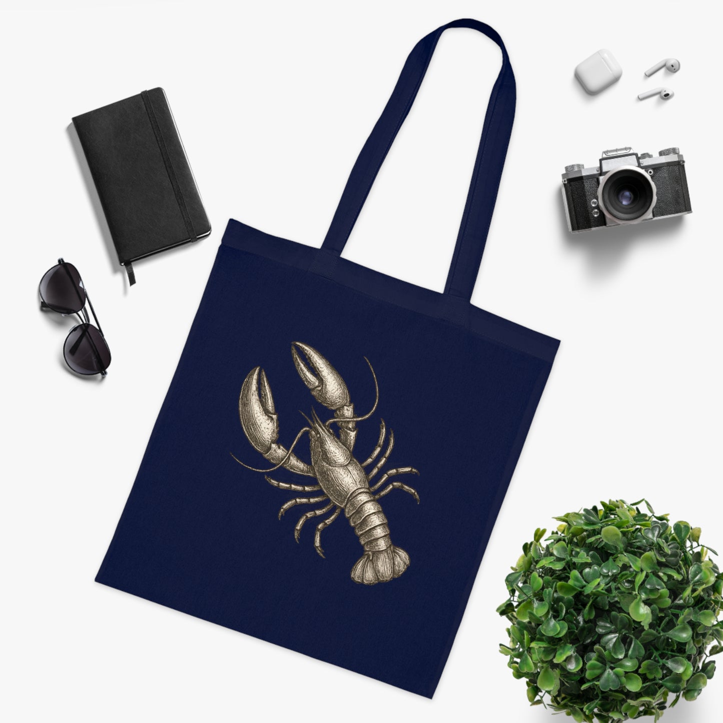 Vintage Etching Lobster Tote Bag