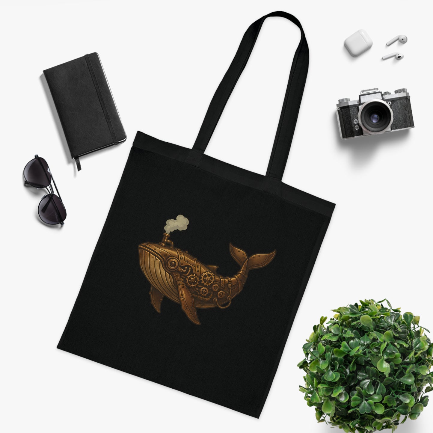 Steampunk Mechanical Whale Tote Bag