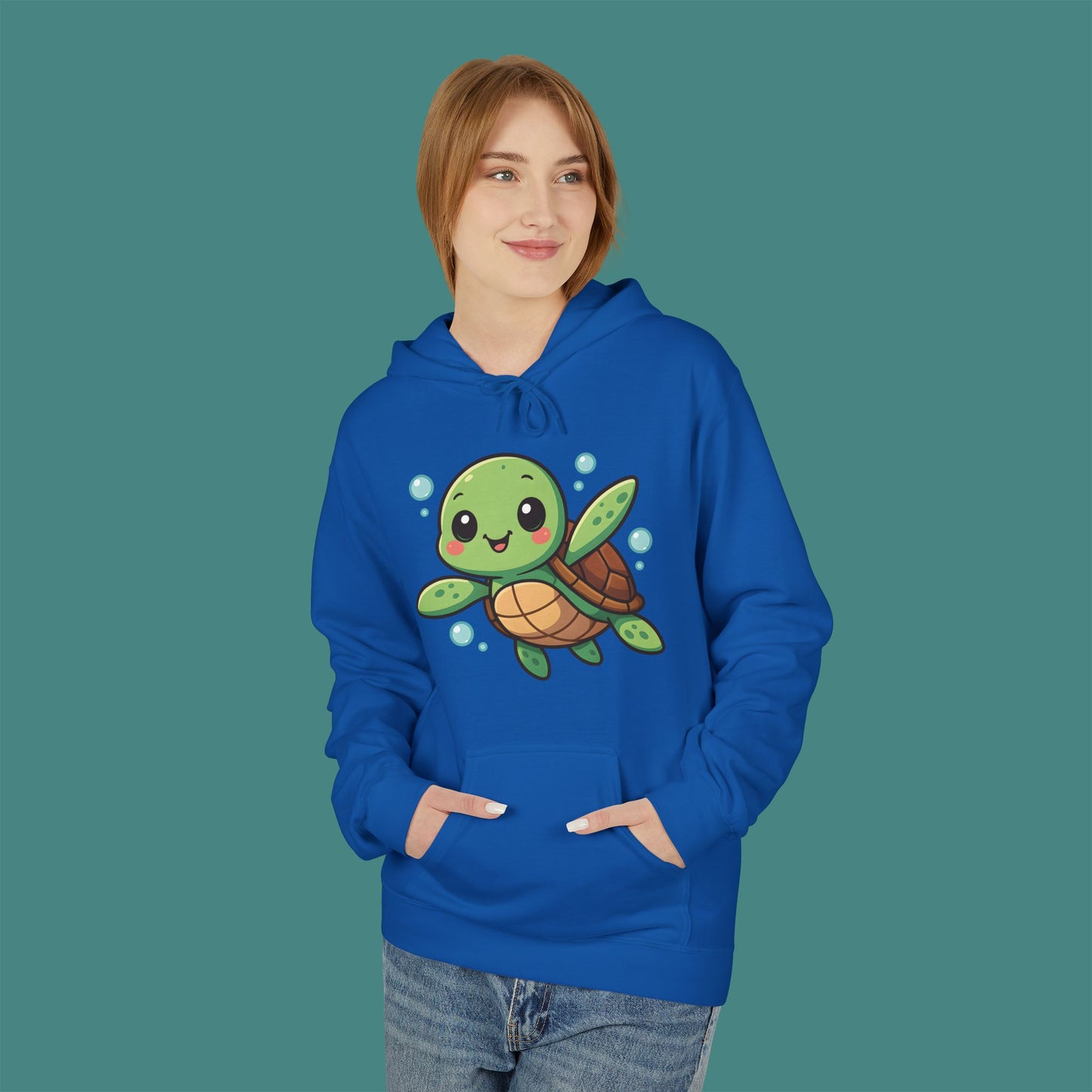 Cartoon Cute Turtle Fleece Unisex Hoodie