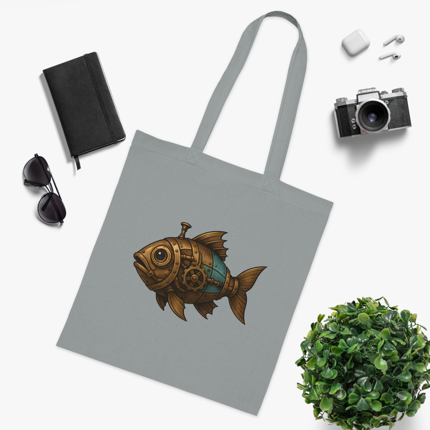 Steampunk Mechanical Fish Tote Bag