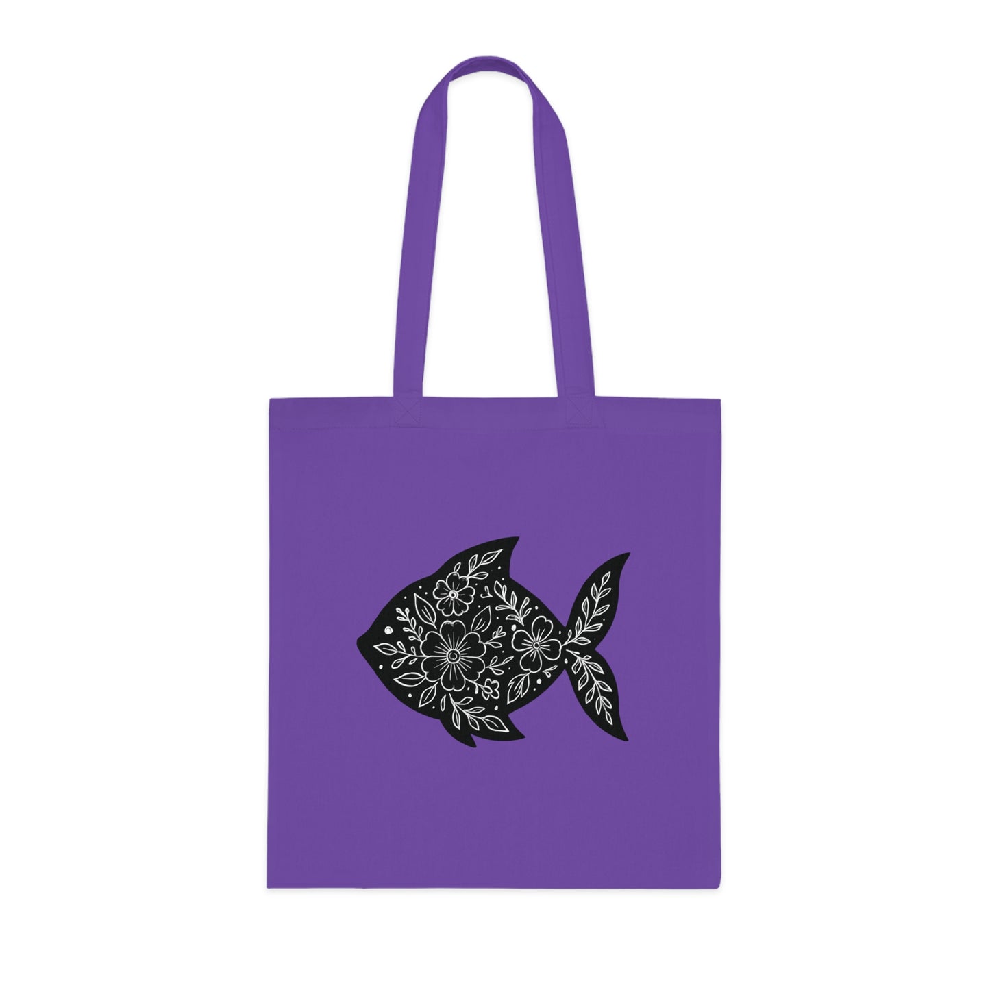Floral Fish Silhouette Tote Bag