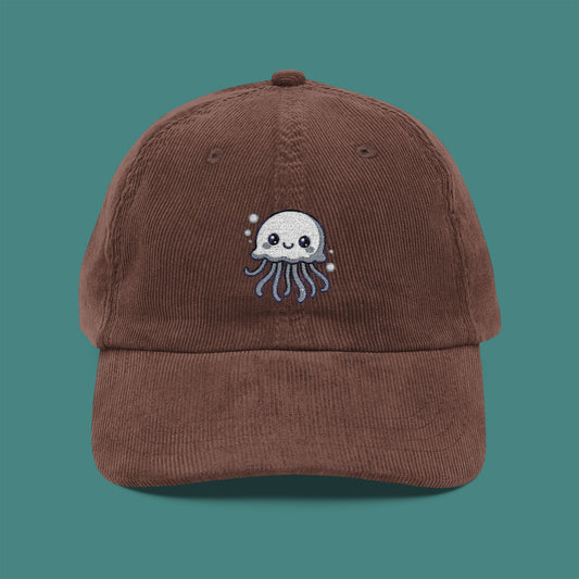 Cartoon Cute Jellyfish Corduroy Embroidered Cap