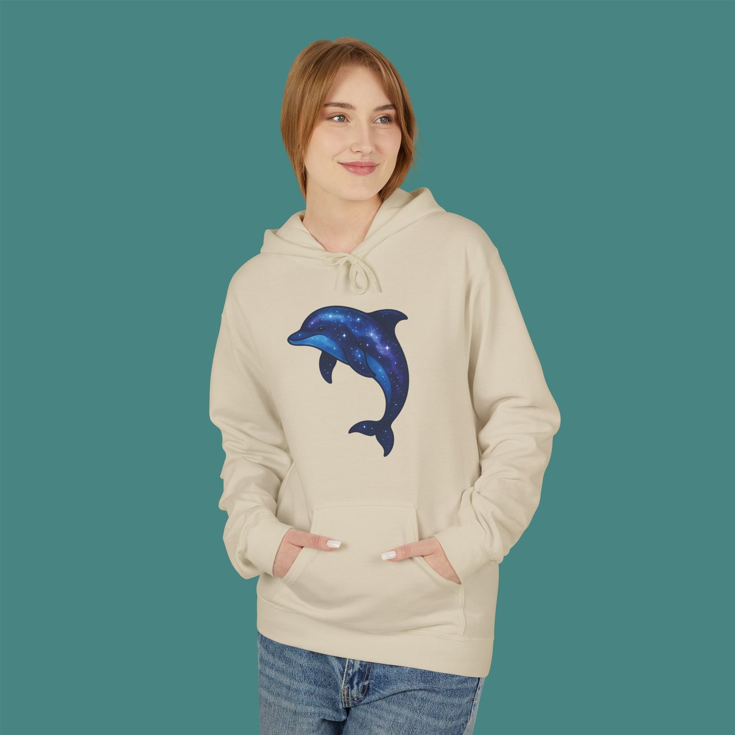 Cosmic Galaxy Dolphin Fleece Unisex Hoodie
