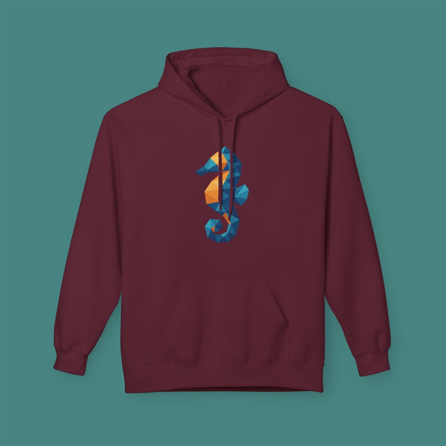Geometric Polygon Seahorse Fleece Unisex Hoodie