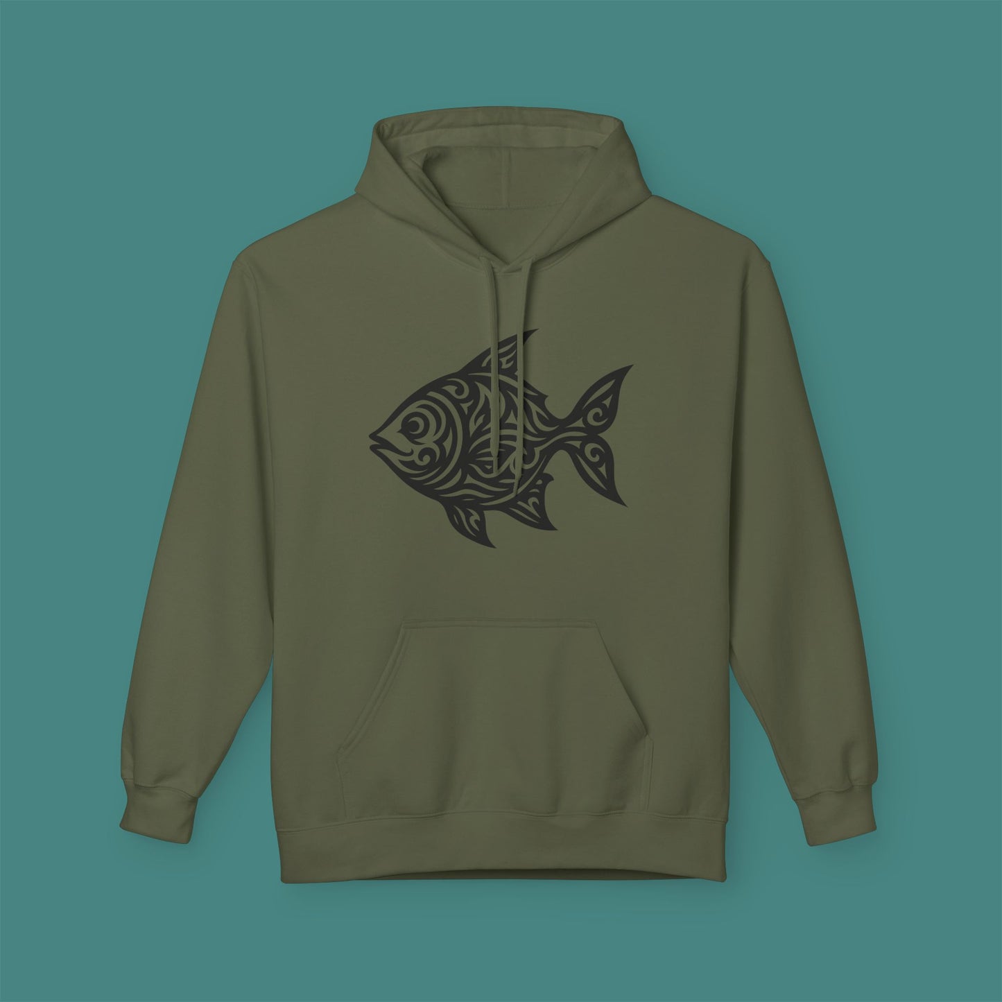 Tribal Tattoo Fish Fleece Unisex Hoodie