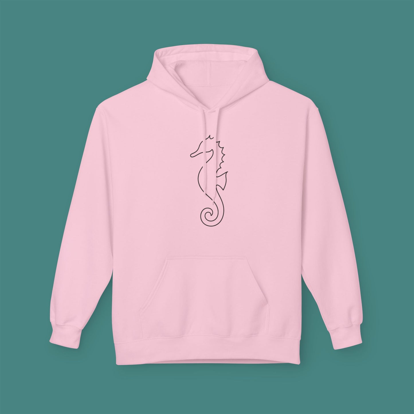 Minimalist Line Art Seahorse Fleece Unisex Hoodie