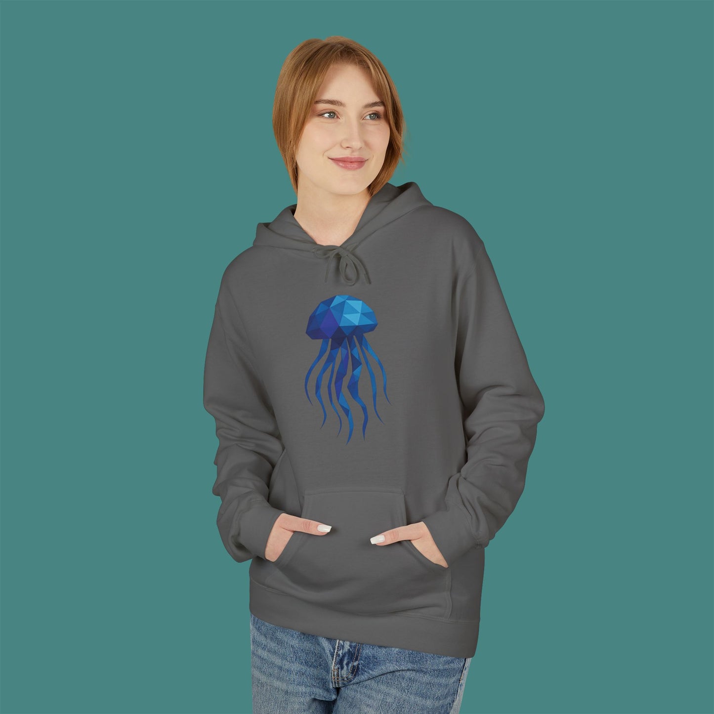 Geometric Polygon Jellyfish Fleece Unisex Hoodie