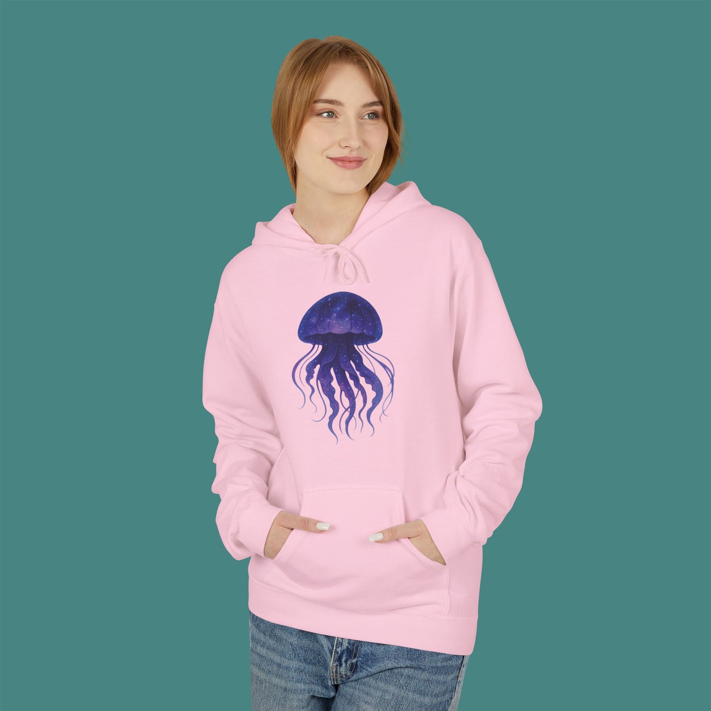 Cosmic Galaxy Jellyfish Fleece Unisex Hoodie