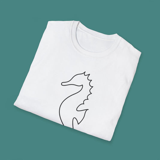 Minimalist Line Art Seahorse Unisex T-Shirt