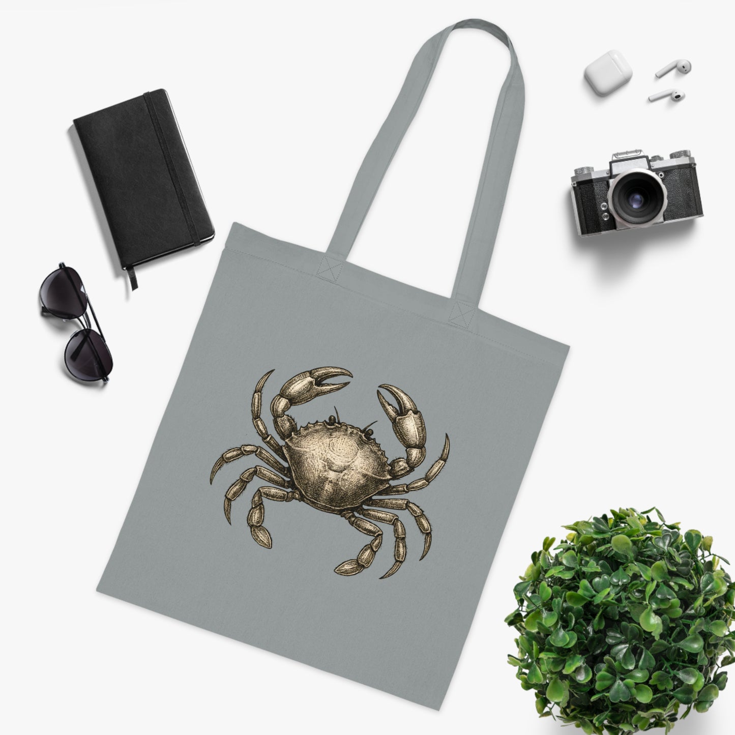 Vintage Etching Crab Tote Bag