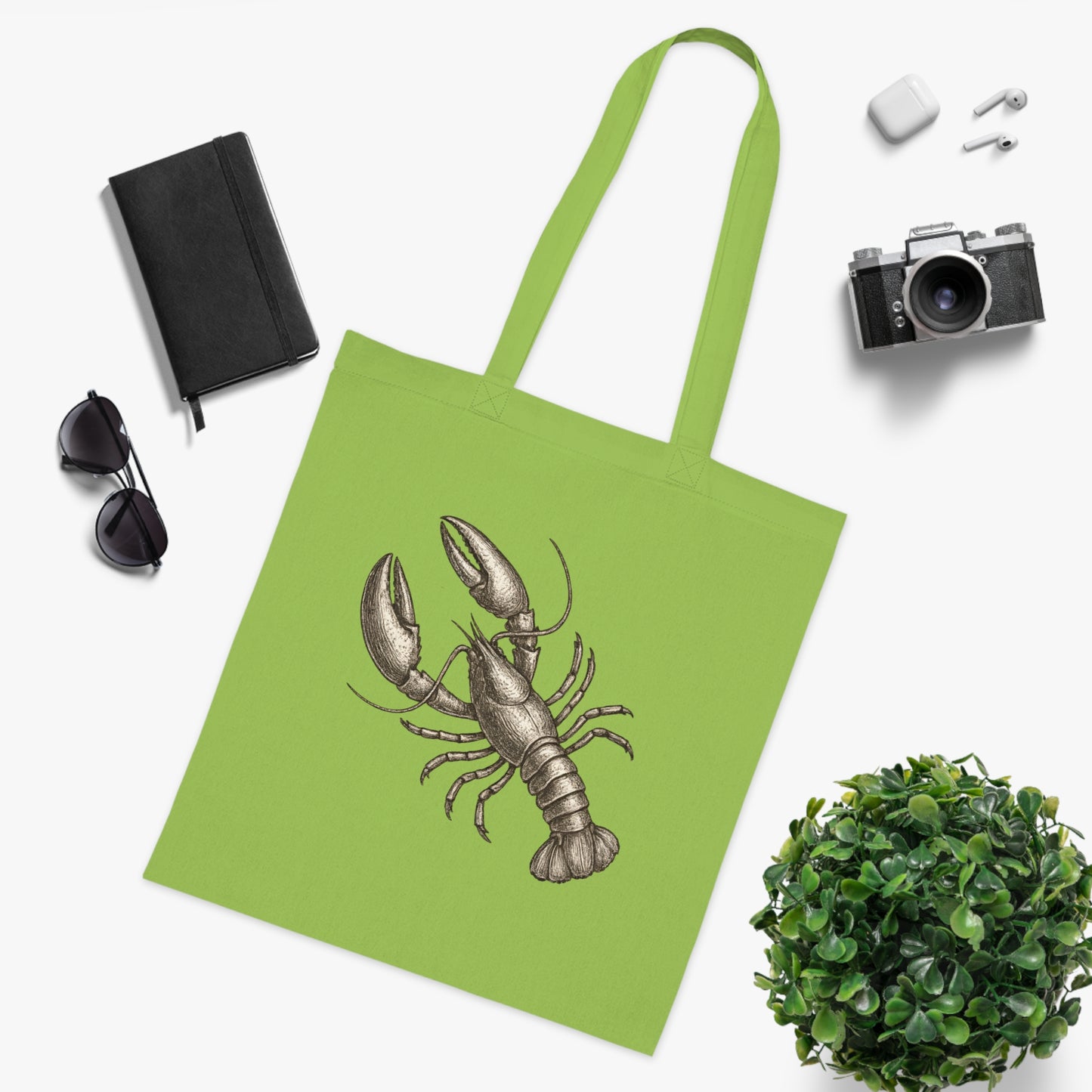 Vintage Etching Lobster Tote Bag