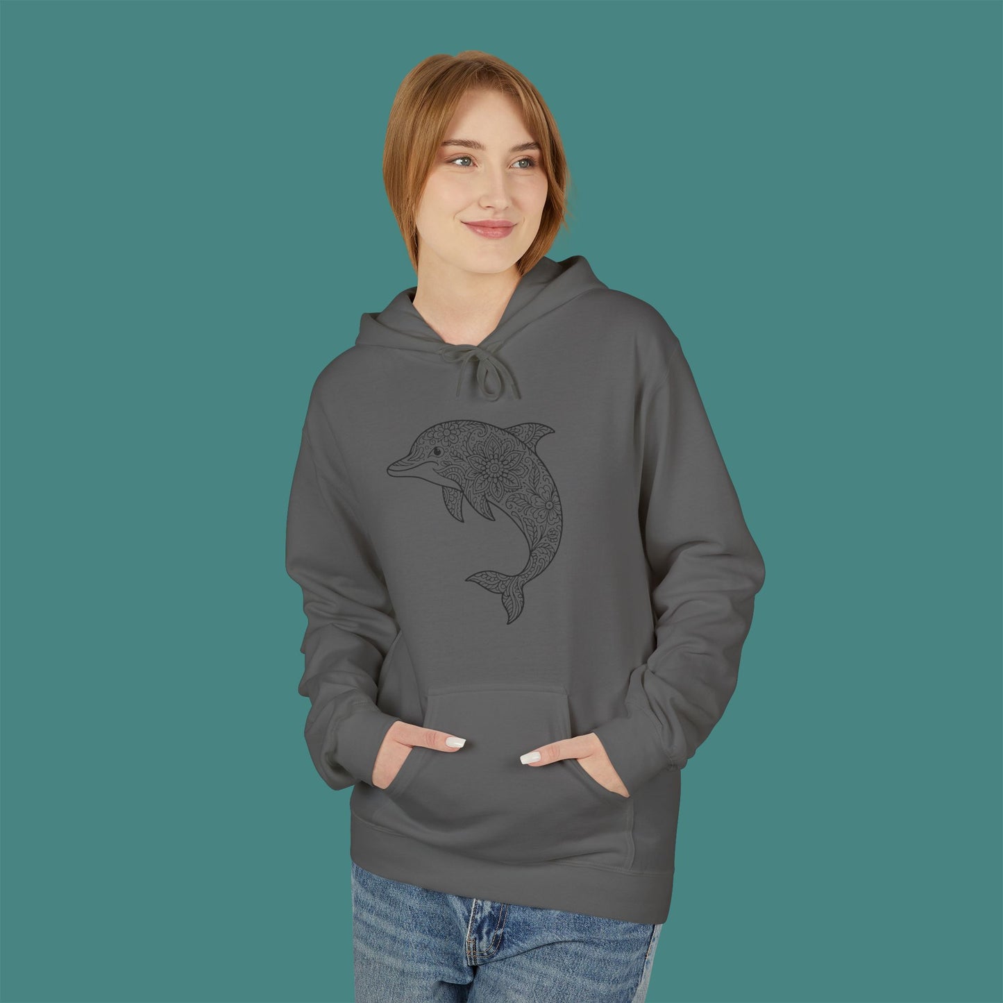 Intricate Mandala Dolphin Fleece Unisex Hoodie