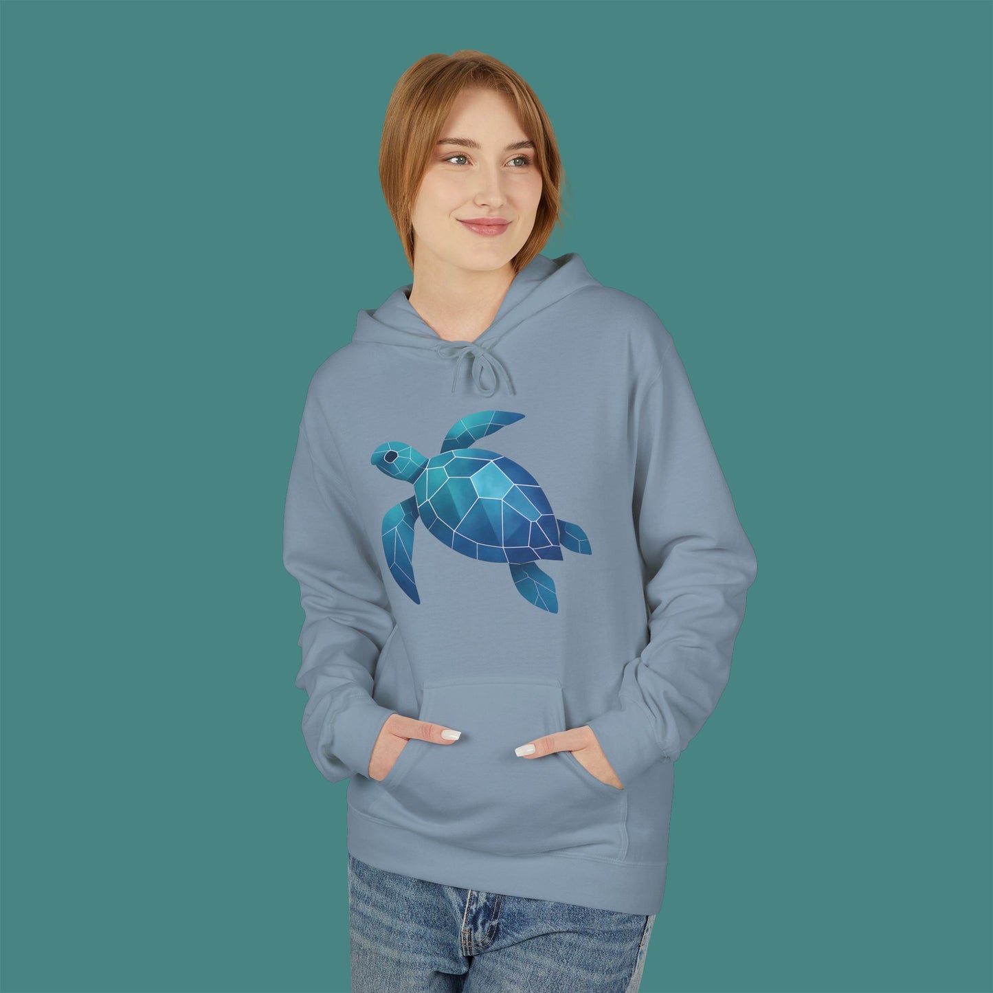 Geometric Polygon Turtle Fleece Unisex Hoodie