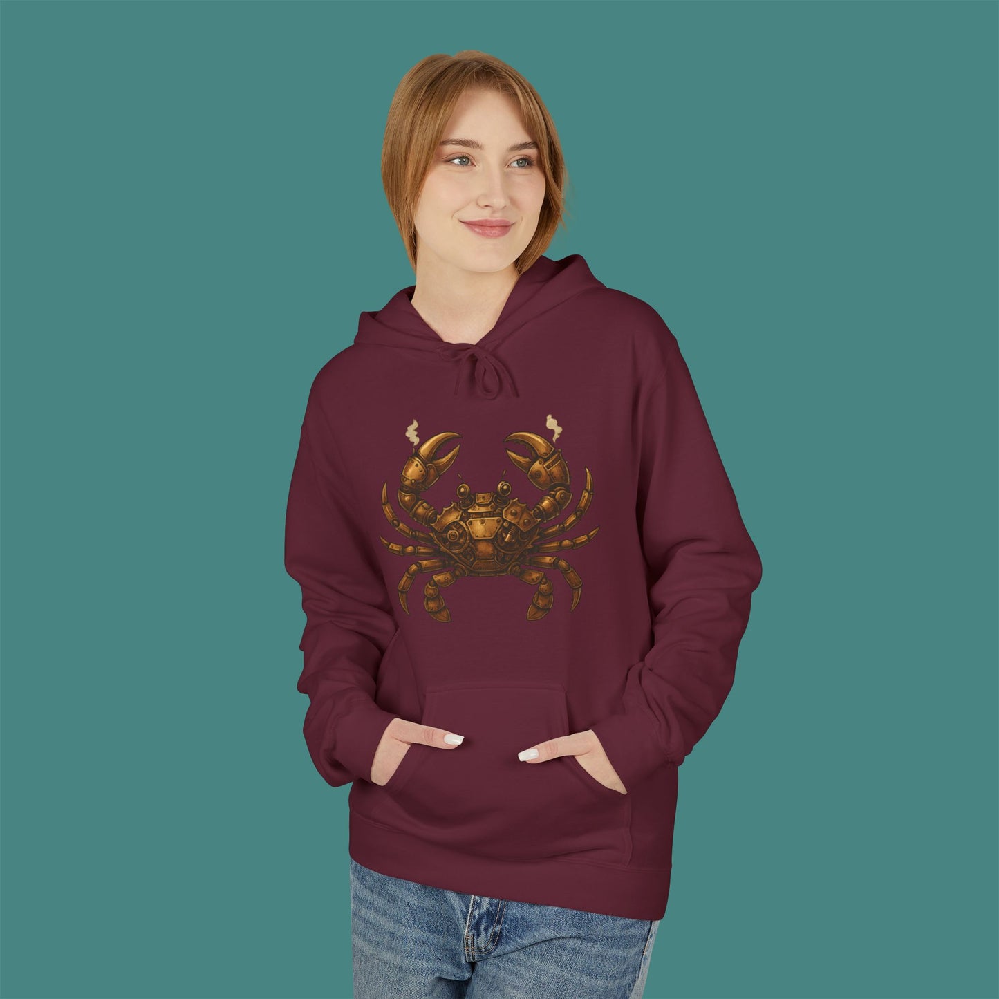 Steampunk Mechanical Crab Fleece Unisex Hoodie