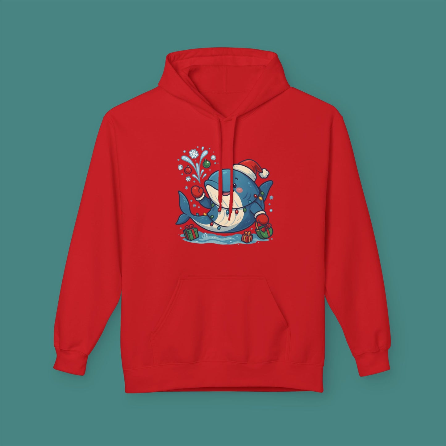 Christmas Whale Fleece Unisex Hoodie
