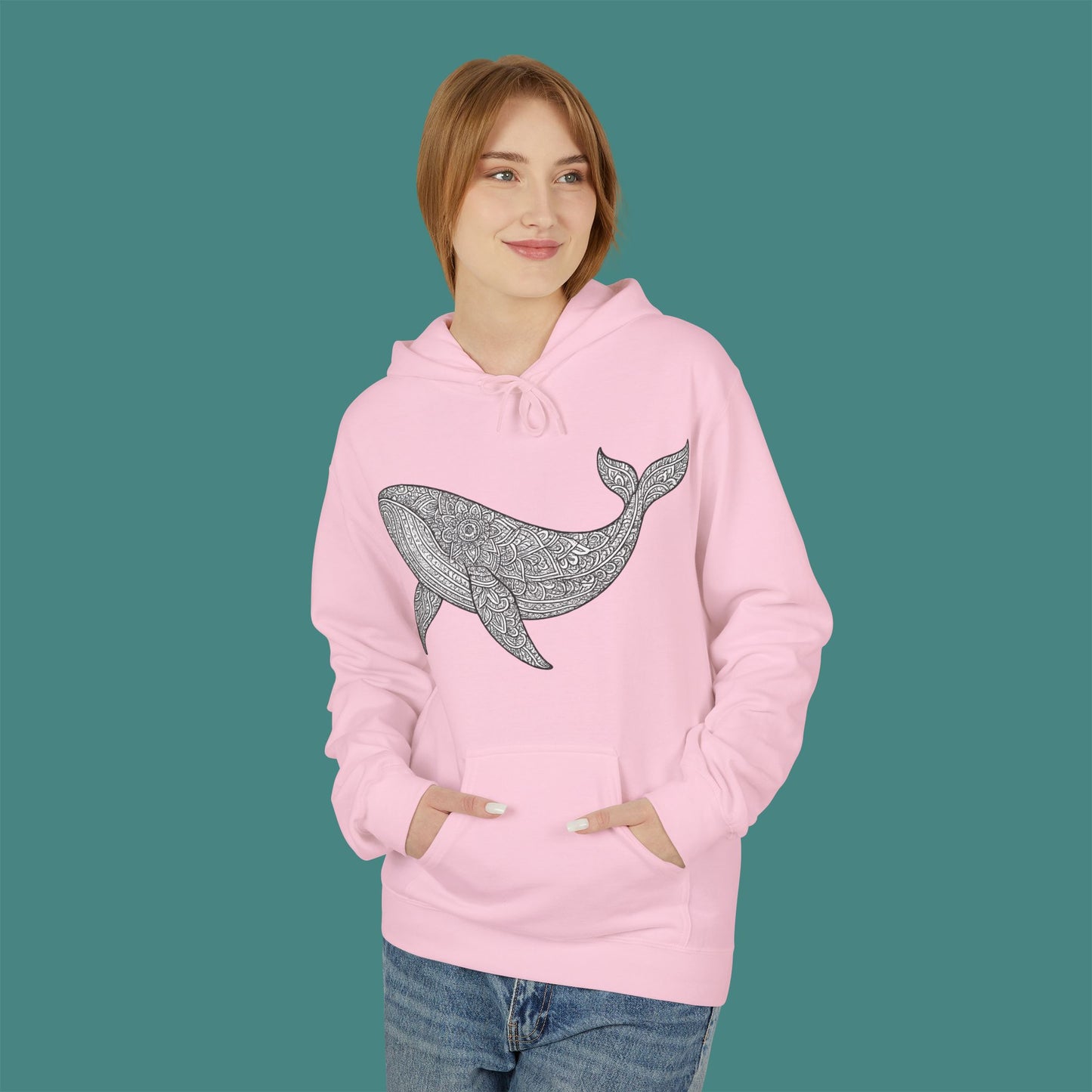 Intricate Mandala Whale Fleece Unisex Hoodie