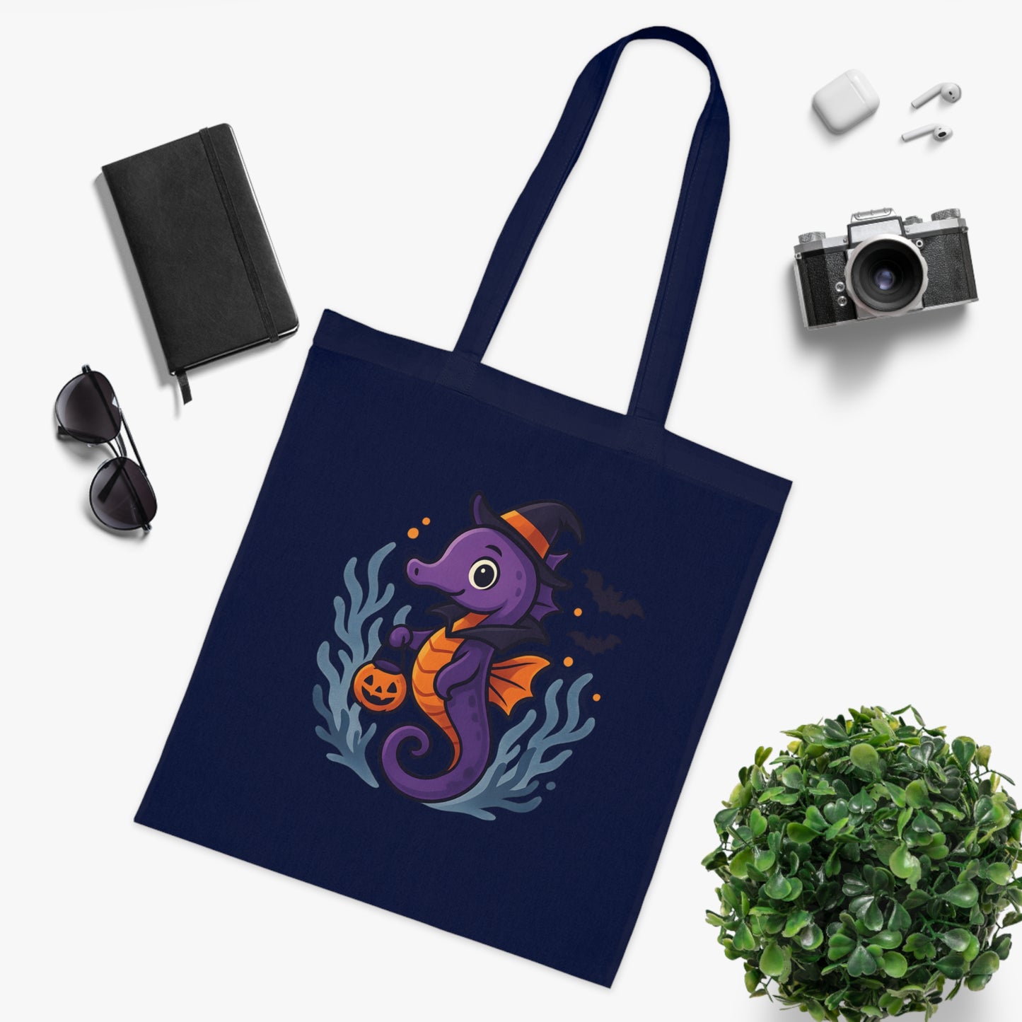 Halloween Seahorse Tote Bag